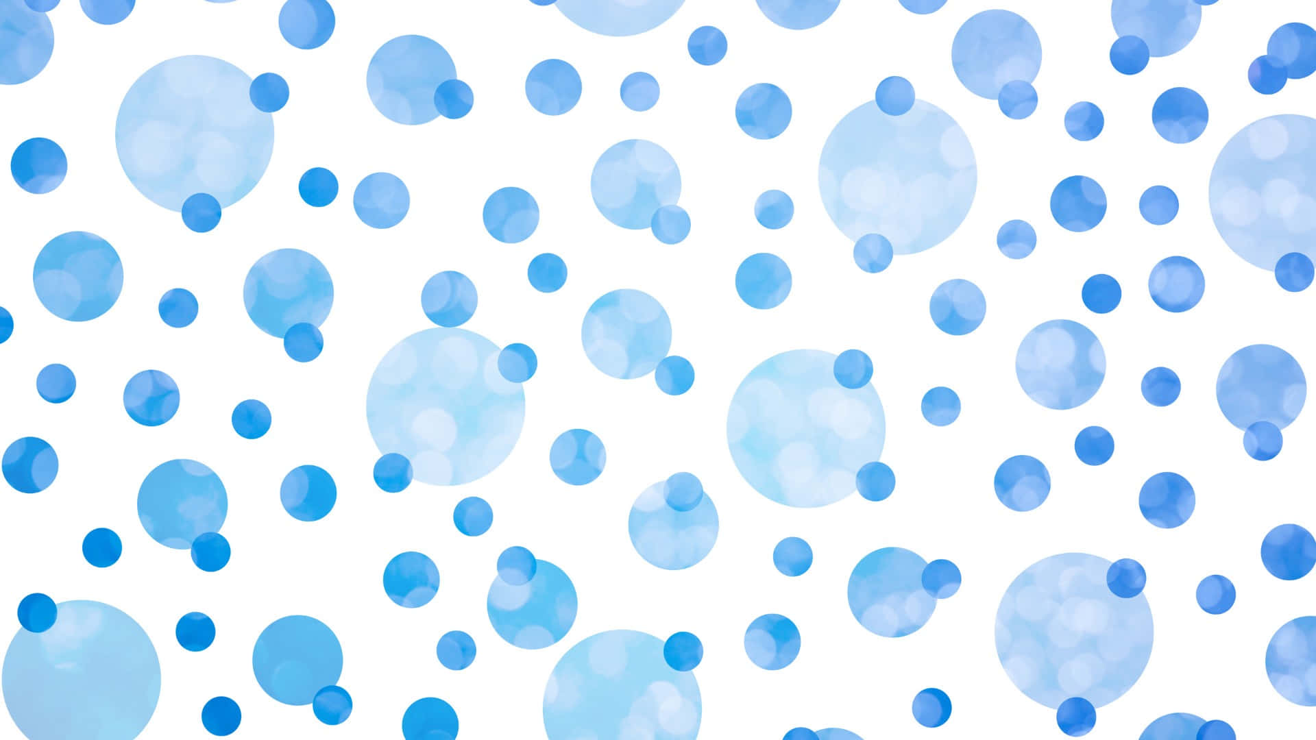 blue watercolor bubble pattern, white background, translucent blue circles, Full HD Desktop Wallpaper