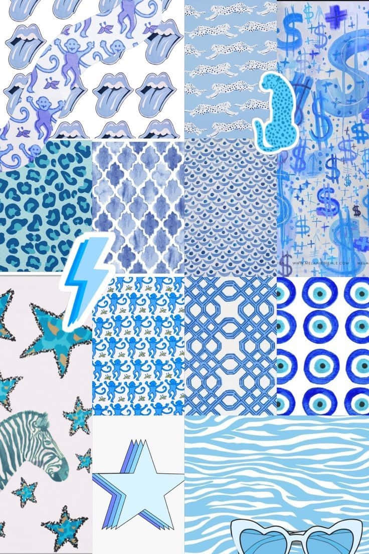 Blue Pattern, collage, repeating patterns, SD Phone Wallpaper