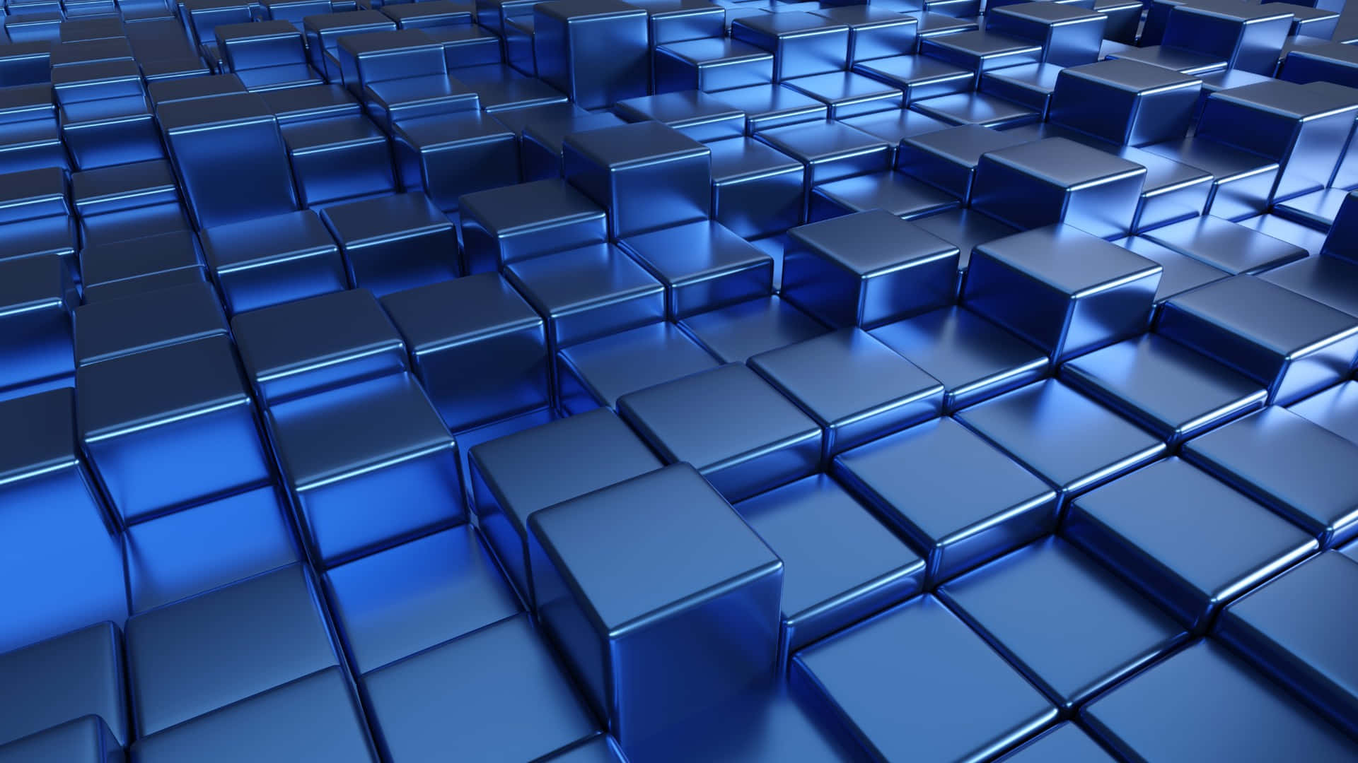 blue cubes, glossy blue cubes, repeating geometric pattern, Full HD Desktop Wallpaper