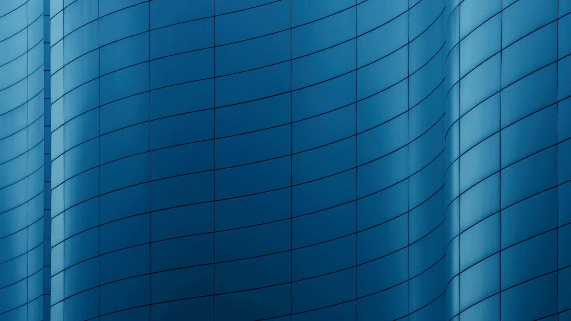 blue wave pattern, curved blue glass panels, modern skyscraper, Full HD Desktop Wallpaper