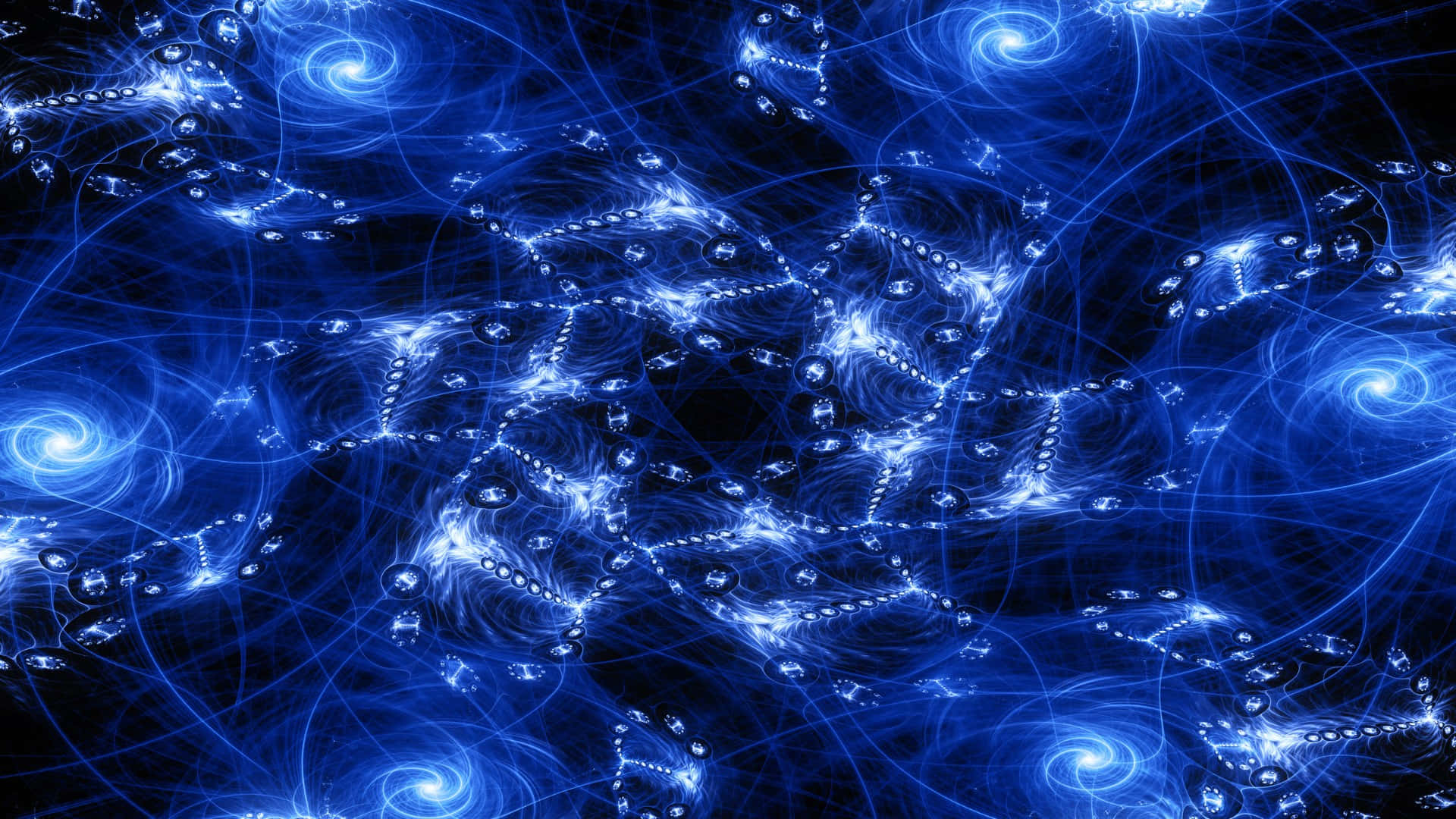blue digital network pattern, glowing spirals, interconnected light trails, Full HD Desktop Wallpaper