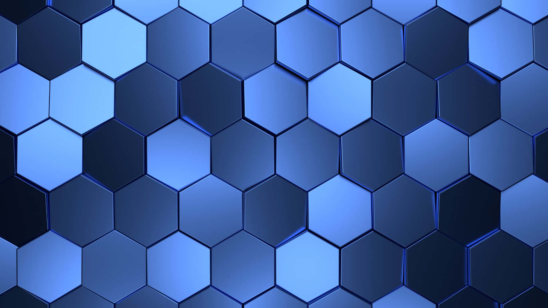 blue hexagonal pattern, glossy hexagonal tiles, varying shades of blue, Full HD Desktop Wallpaper