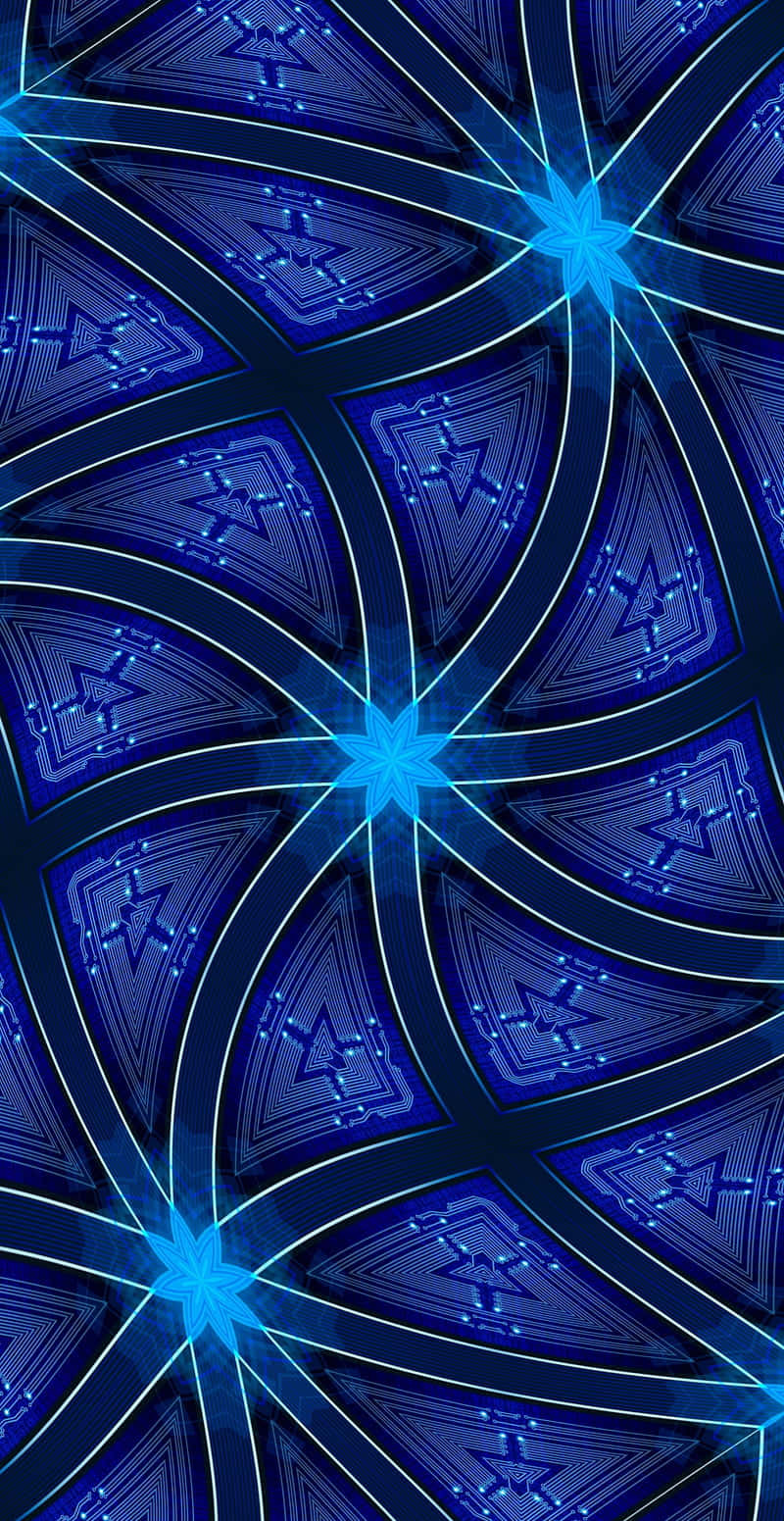 blue abstract pattern, glowing starbursts, geometric shapes, HD Phone Wallpaper