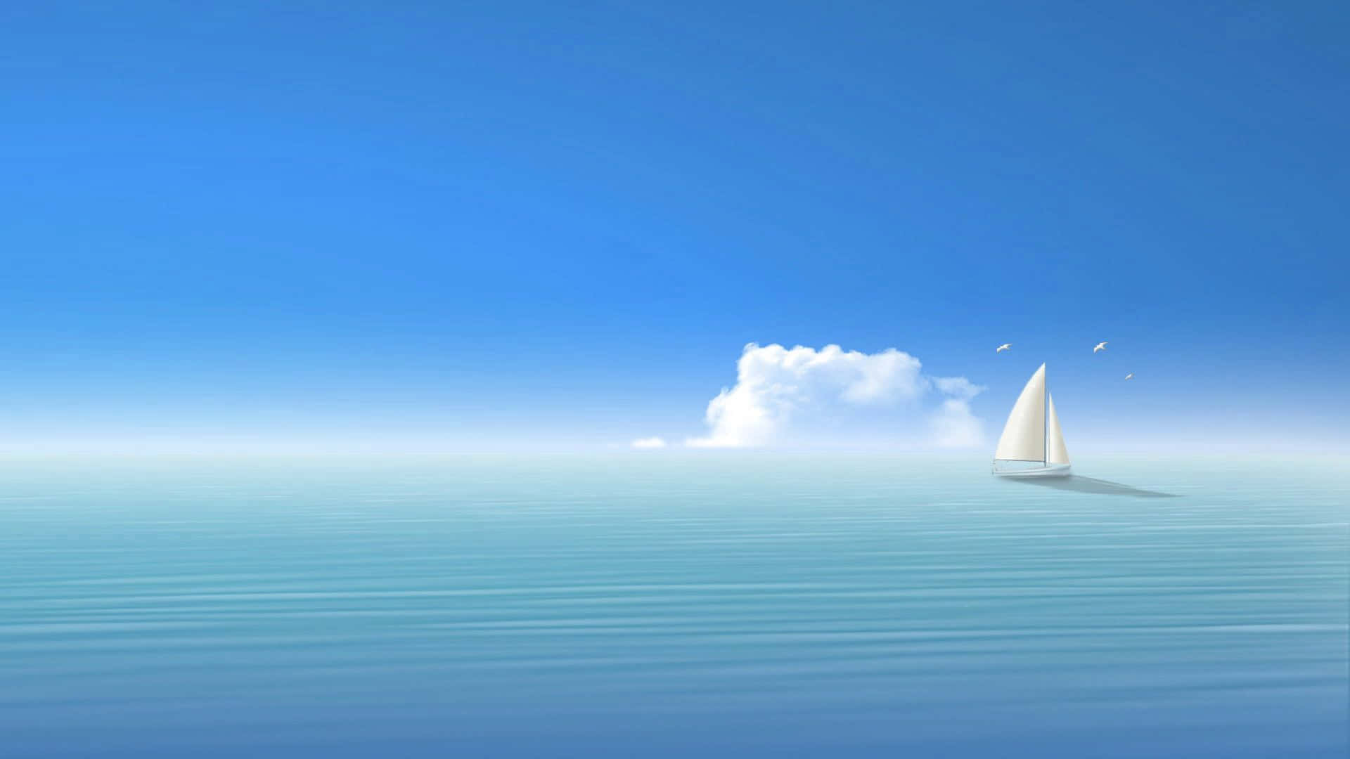 Blue Pc, sailboat, calm turquoise waters, Full HD Desktop Wallpaper