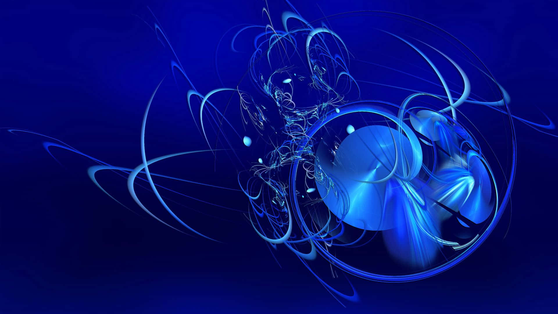 blue pc, glowing blue spheres, swirling light trails, Full HD Desktop Wallpaper