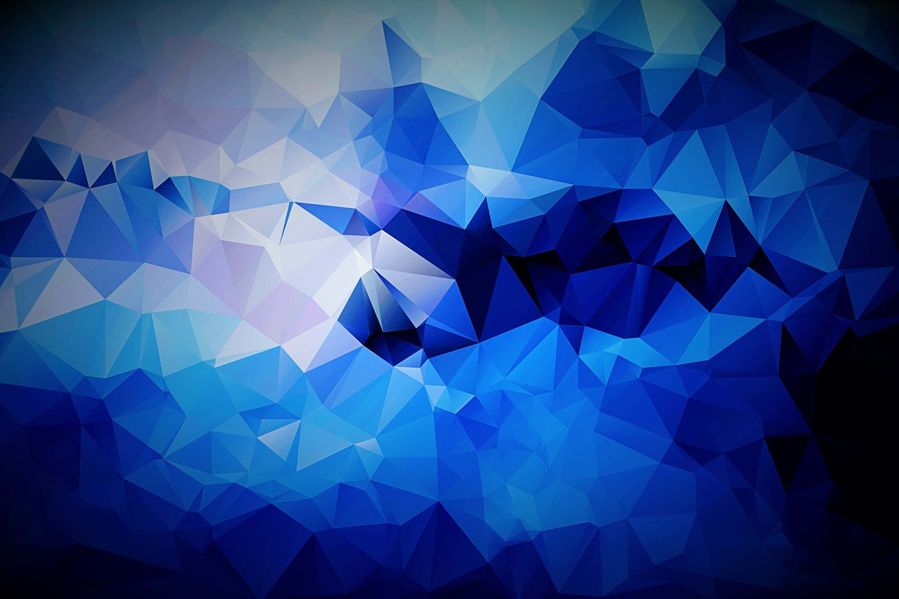 Blue Pc, abstract polygon, blue polygonal facets, 2K Desktop Wallpaper
