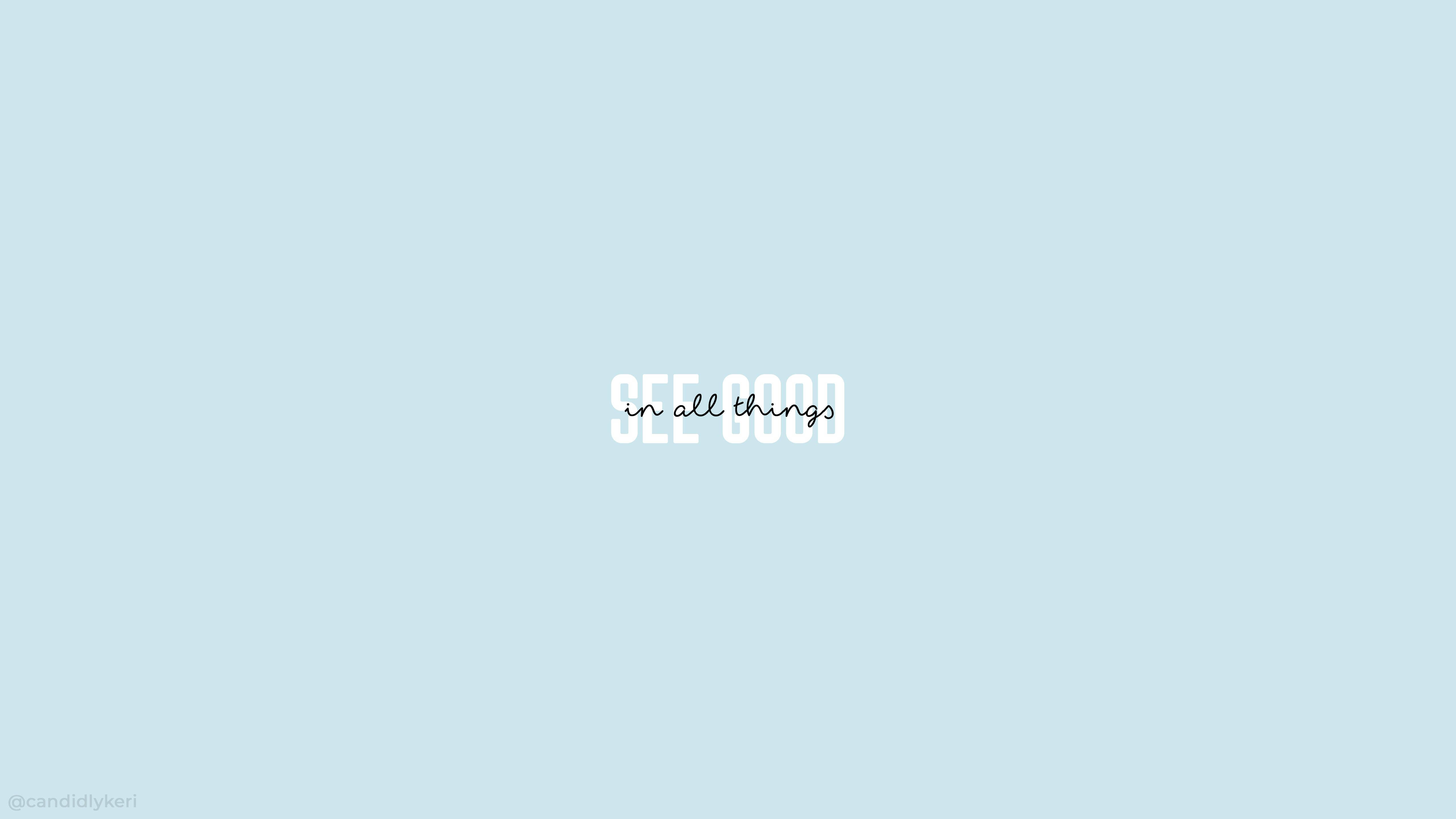 Quote Blue Aesthetic PC, light blue background, white text, 5K Desktop Wallpaper