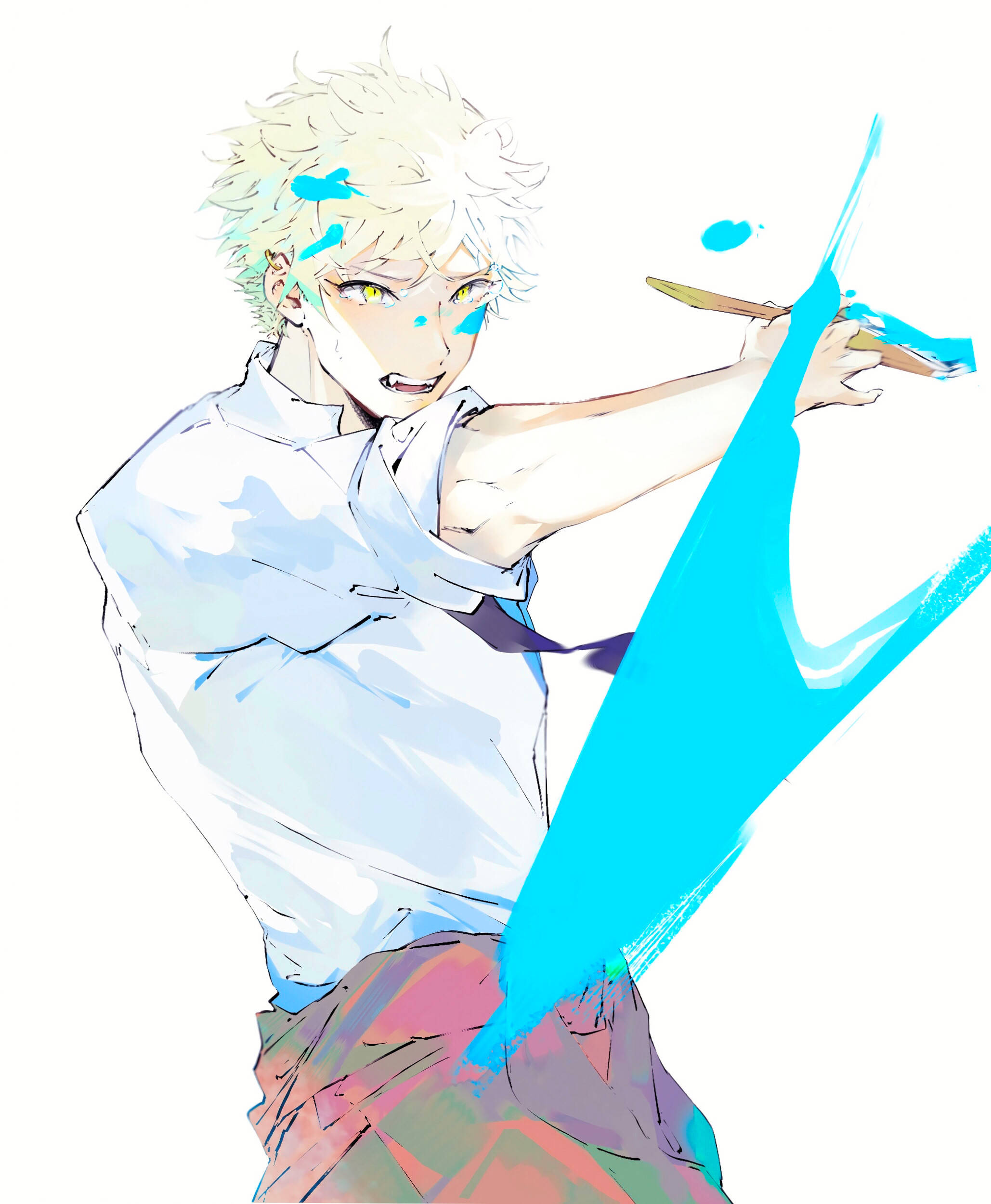 Blue Period, anime character, spiky blonde hair, Full HD Phone Wallpaper