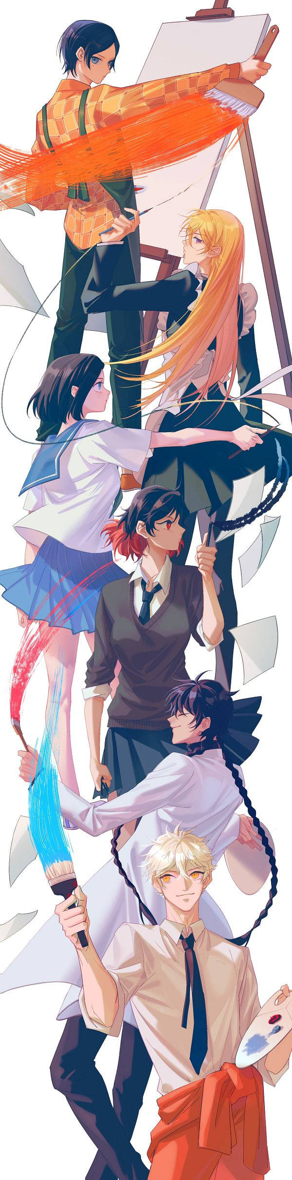 Blue Period, students, school uniforms, Full HD Phone Wallpaper