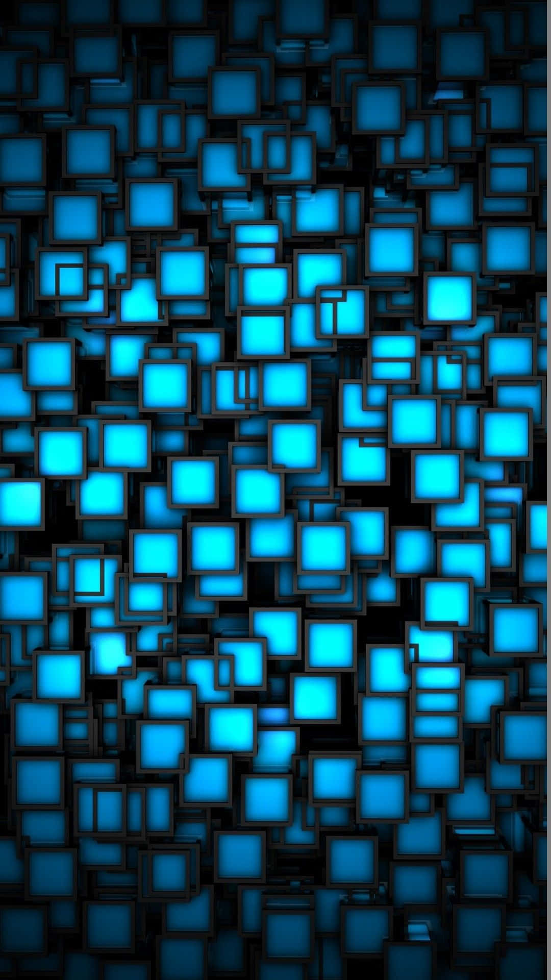 blue phone, glowing blue squares, dark outlines, Full HD Phone Wallpaper