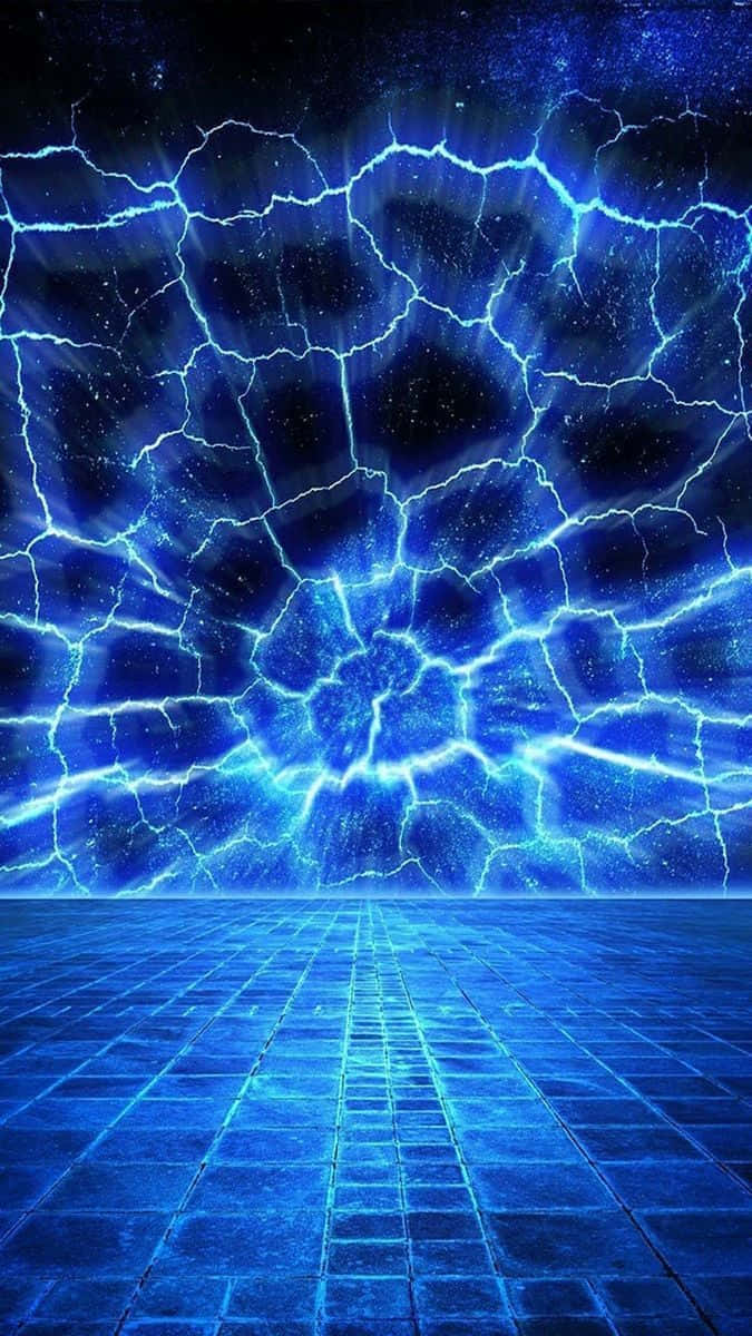 Blue Phone, cosmic blue lightning storm, starry sky, SD Phone Wallpaper