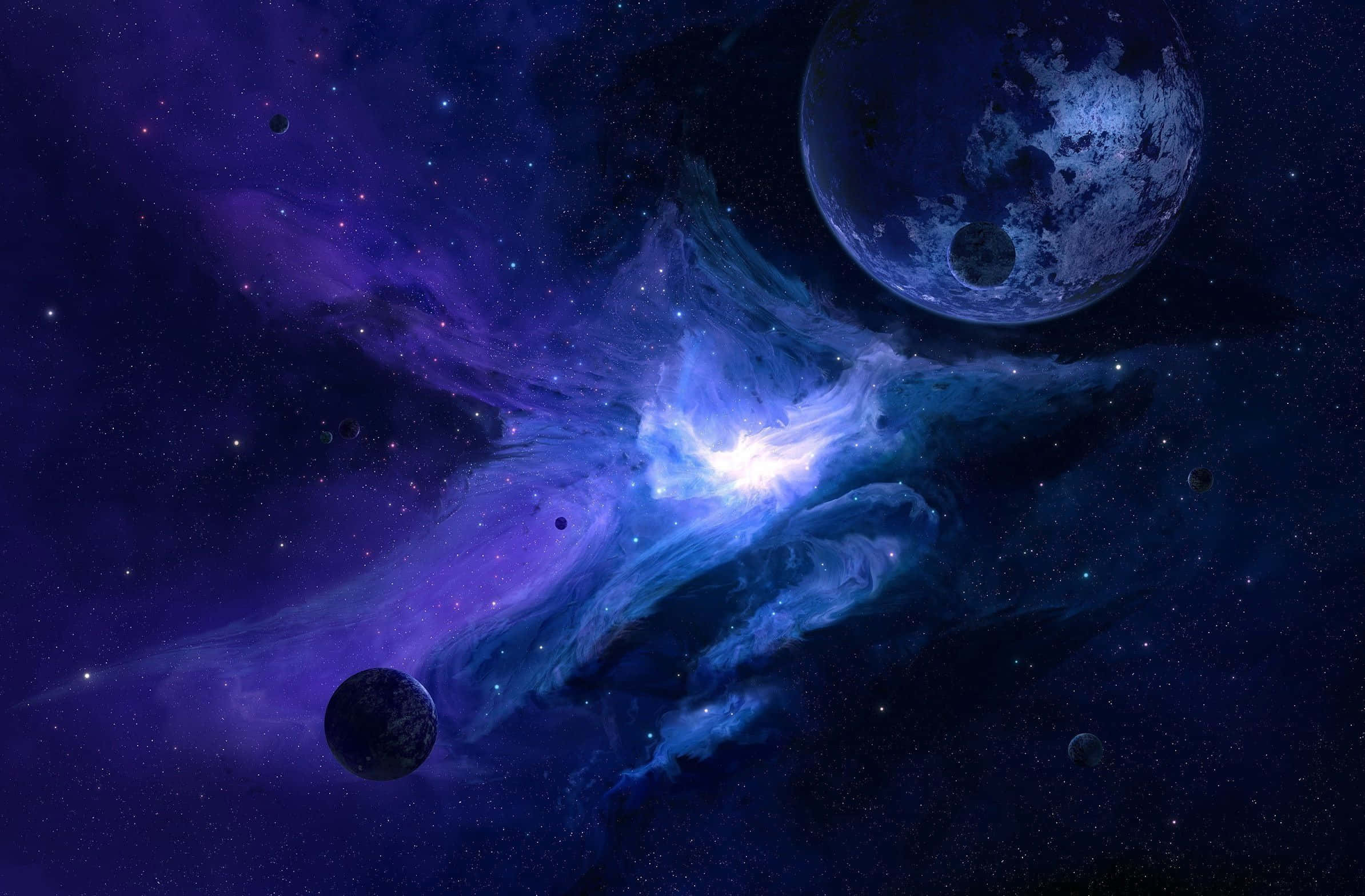 Blue Planet, cosmic nebula, vibrant blue and purple hues, Full HD Desktop Wallpaper