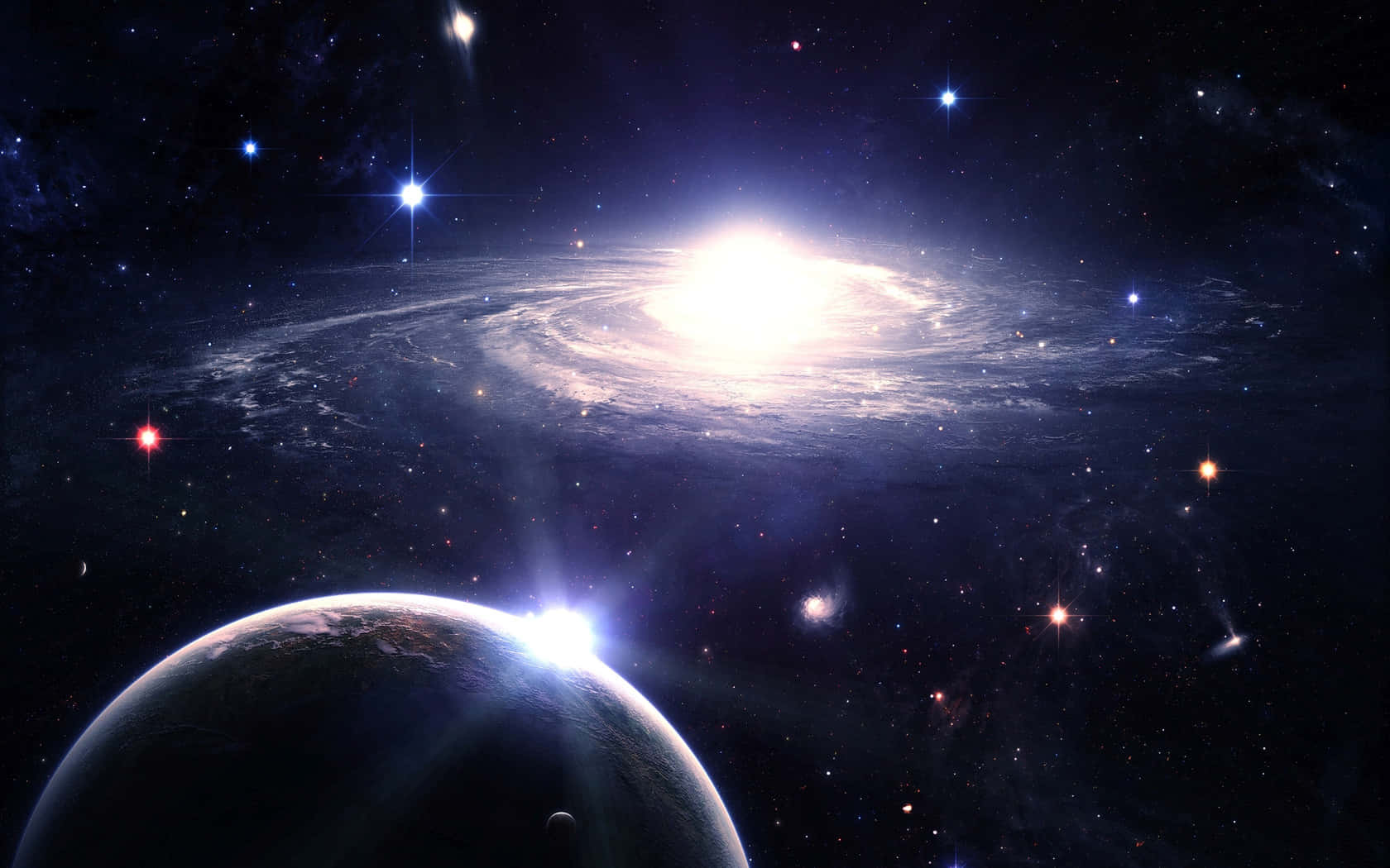 Blue Planet, 1680 x 1050, glowing spiral galaxy, HD Desktop Wallpaper