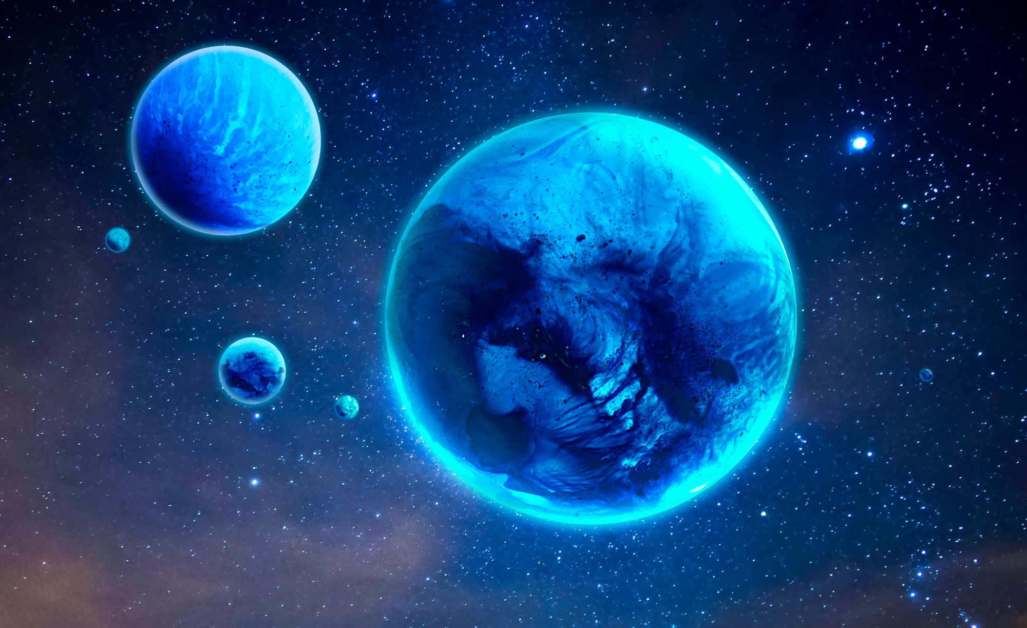 Blue Planet 2000, glowing blue planet, swirling clouds, Full HD Desktop Wallpaper