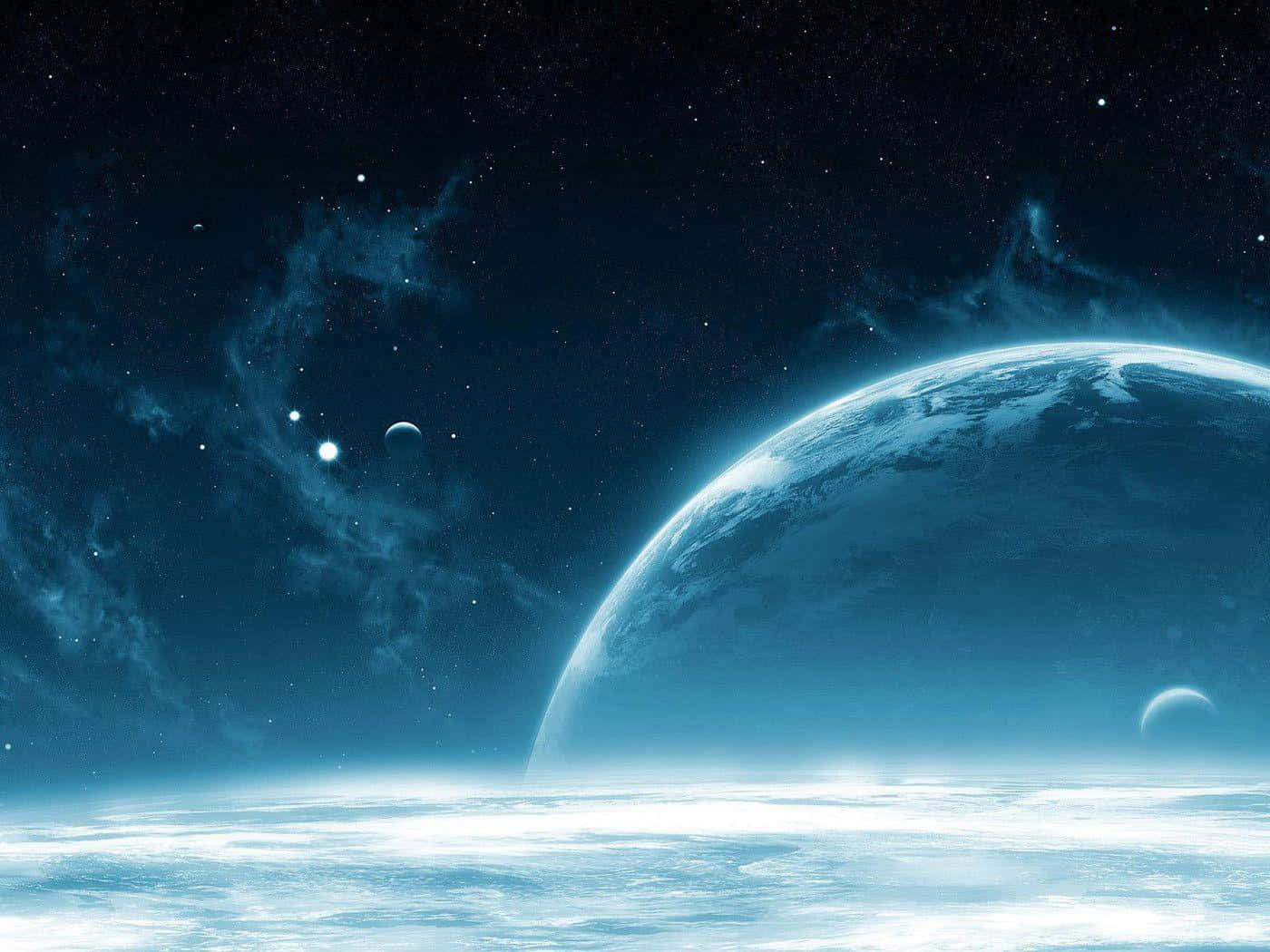 Blue Planet, Earth, starry cosmic sky, HD Desktop Wallpaper