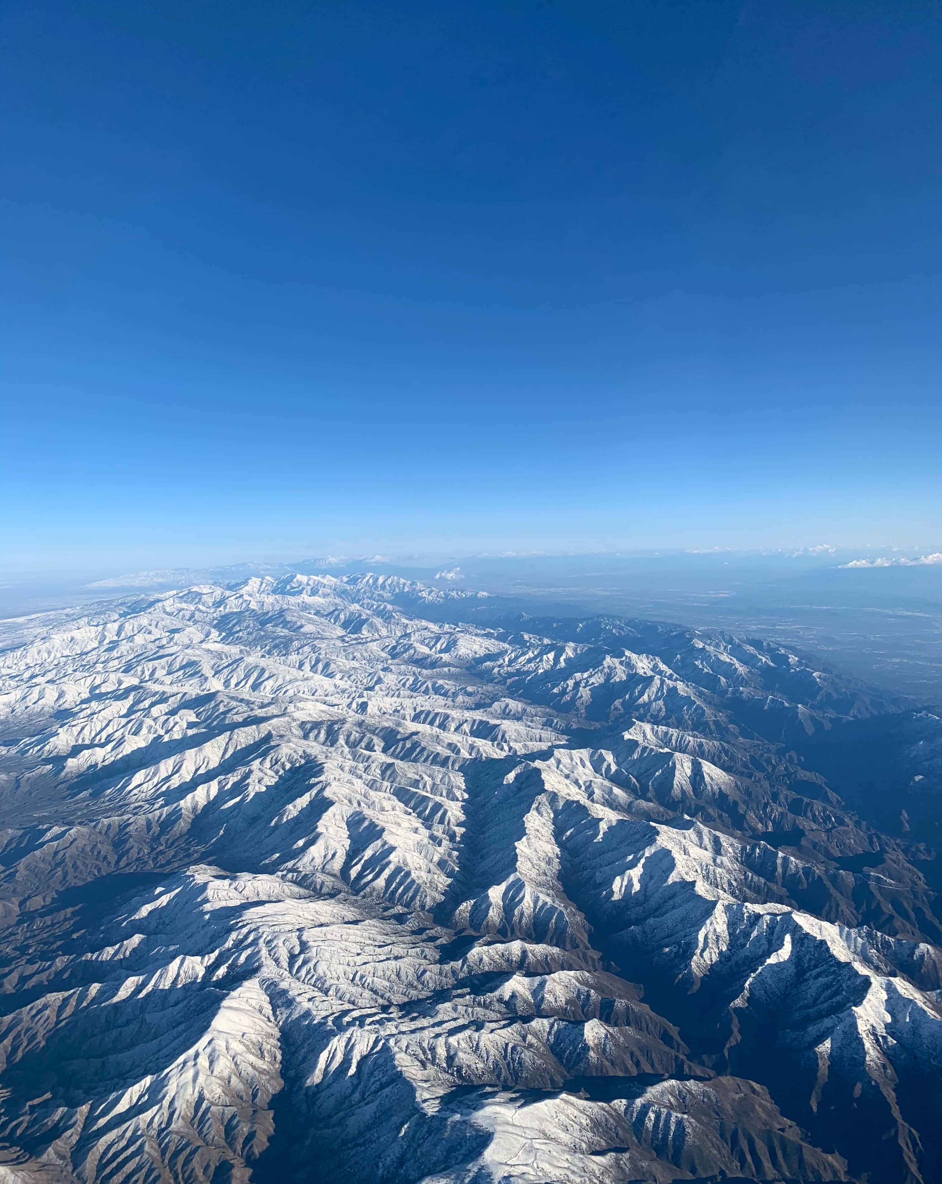Blue Ridge Mountains, clear blue sky, snow-capped mountain ranges, 2K Phone Wallpaper