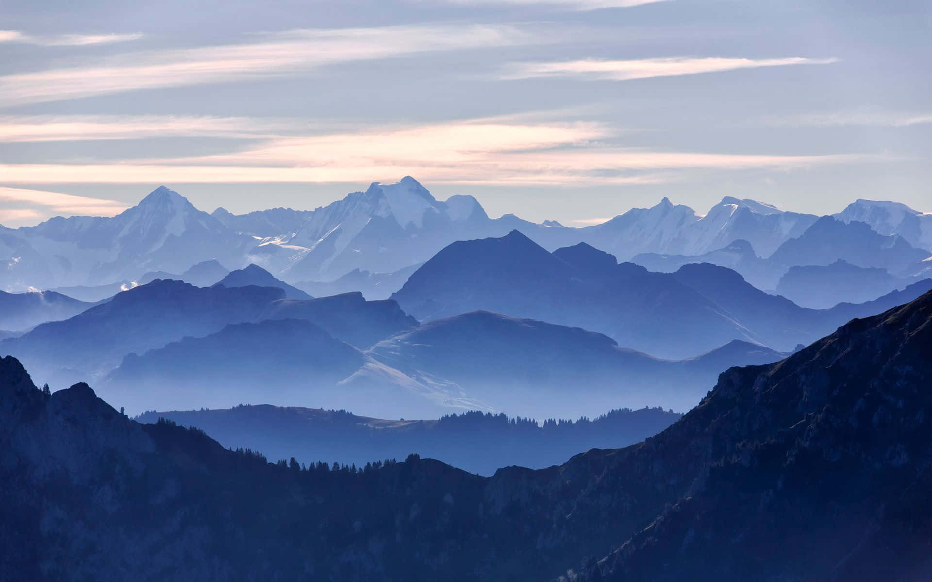 Blue Mountains, 1920 x 1200, pastel sky, Full HD Desktop Wallpaper
