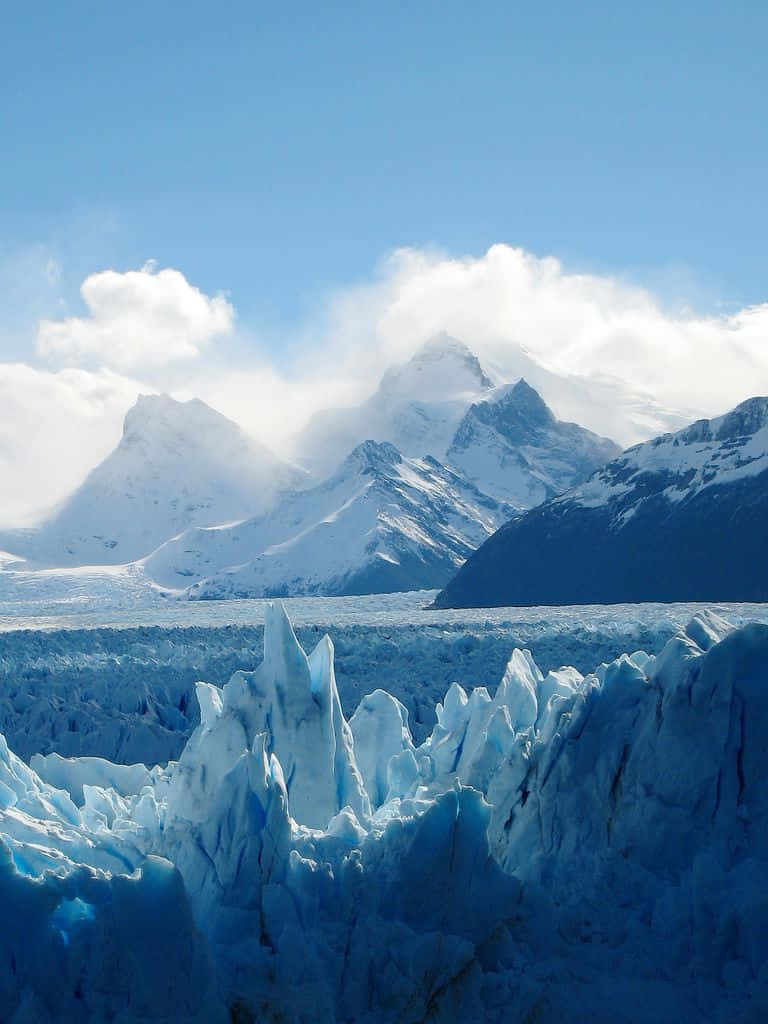 Blue Mountains, glacier, jagged blue ice formations, SD Phone Wallpaper