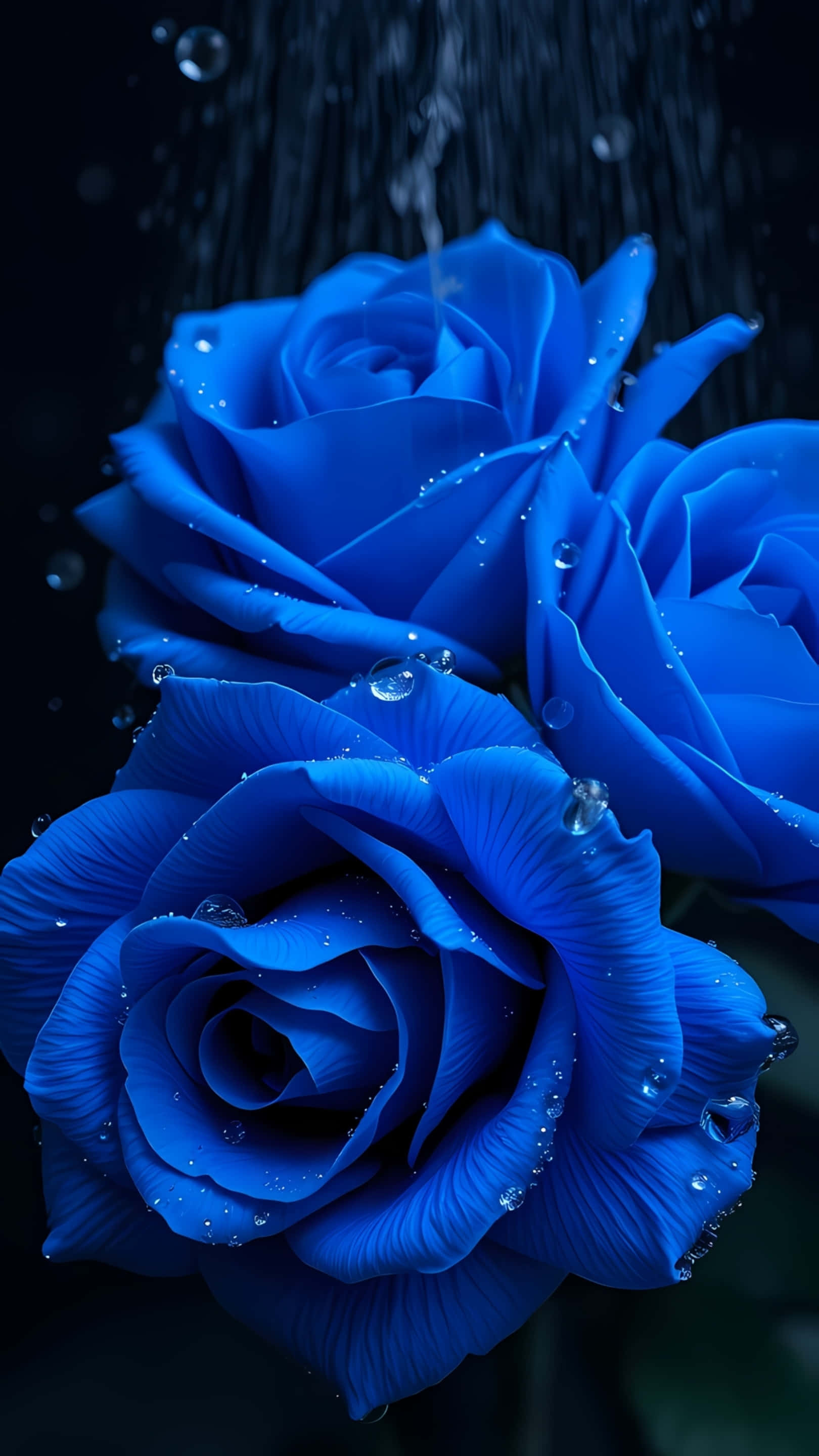 Blue Roses, rain, Ultra HD, 2K Phone Wallpaper
