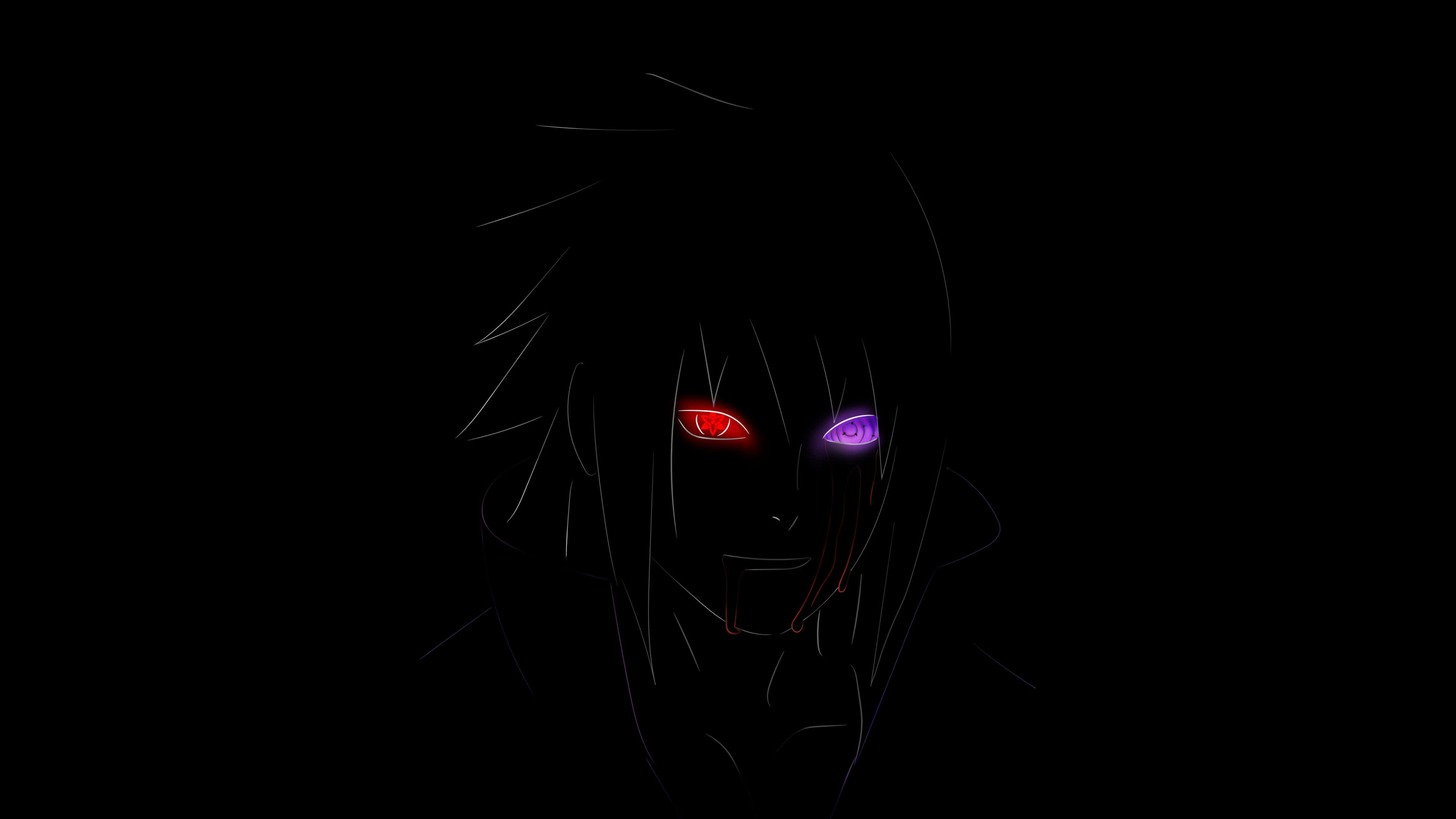 Blue Sasuke, glowing red eyes, glowing purple eyes, 4K Desktop Wallpaper