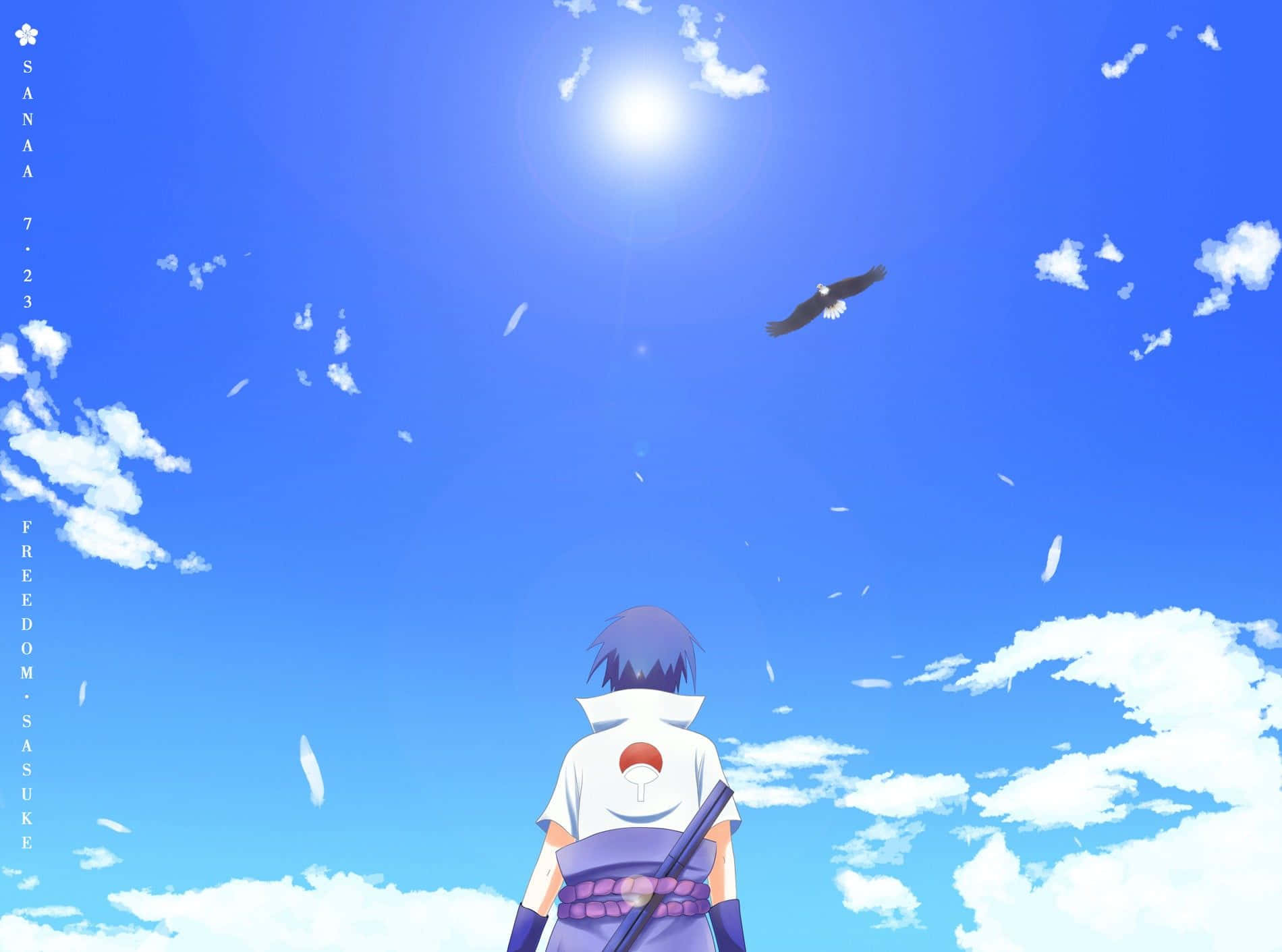 Blue Sasuke, young anime boy, white shirt, HD Desktop Wallpaper