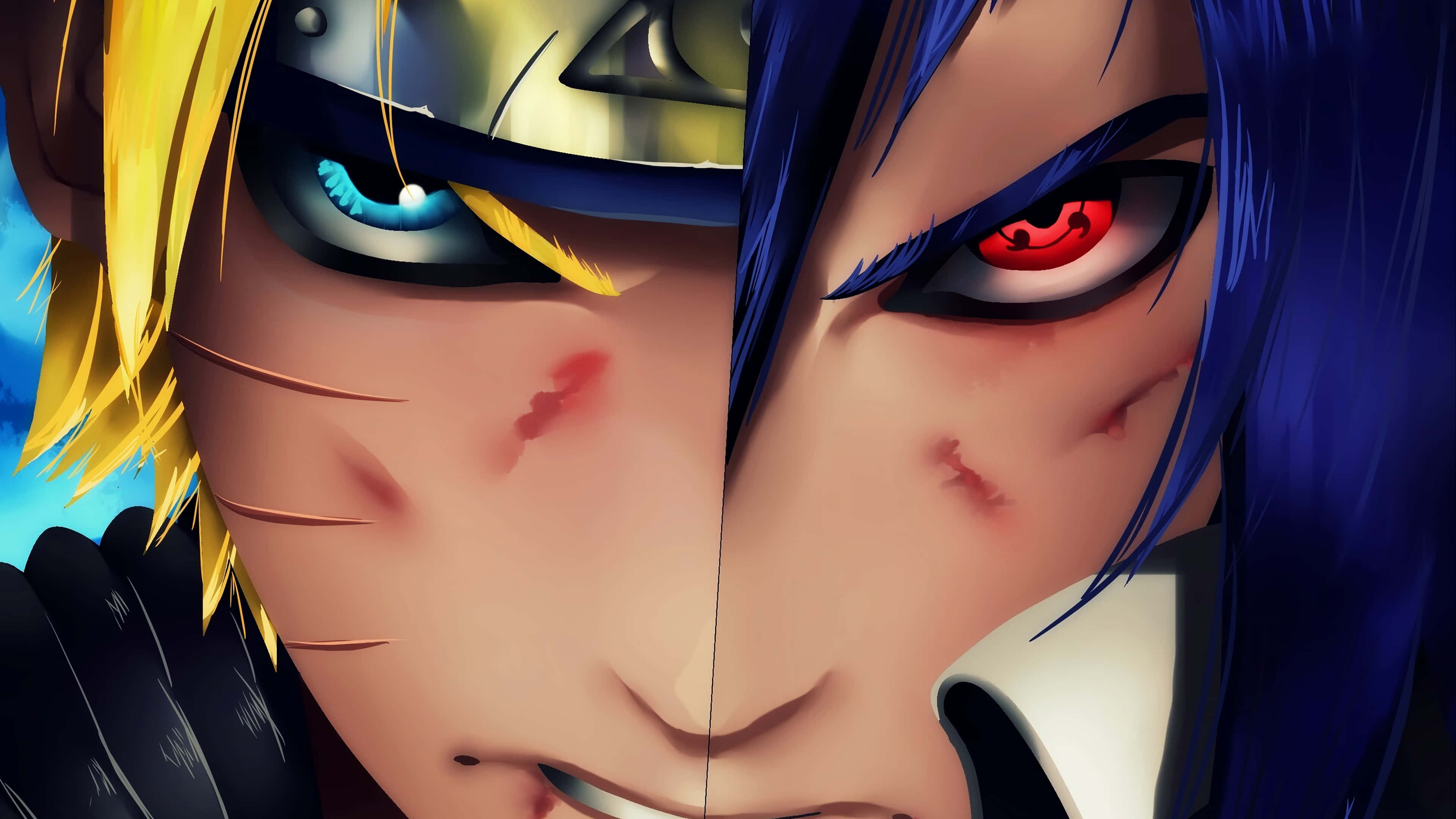 Blue Sasuke, blue eye, yellow hair, 4K Desktop Wallpaper