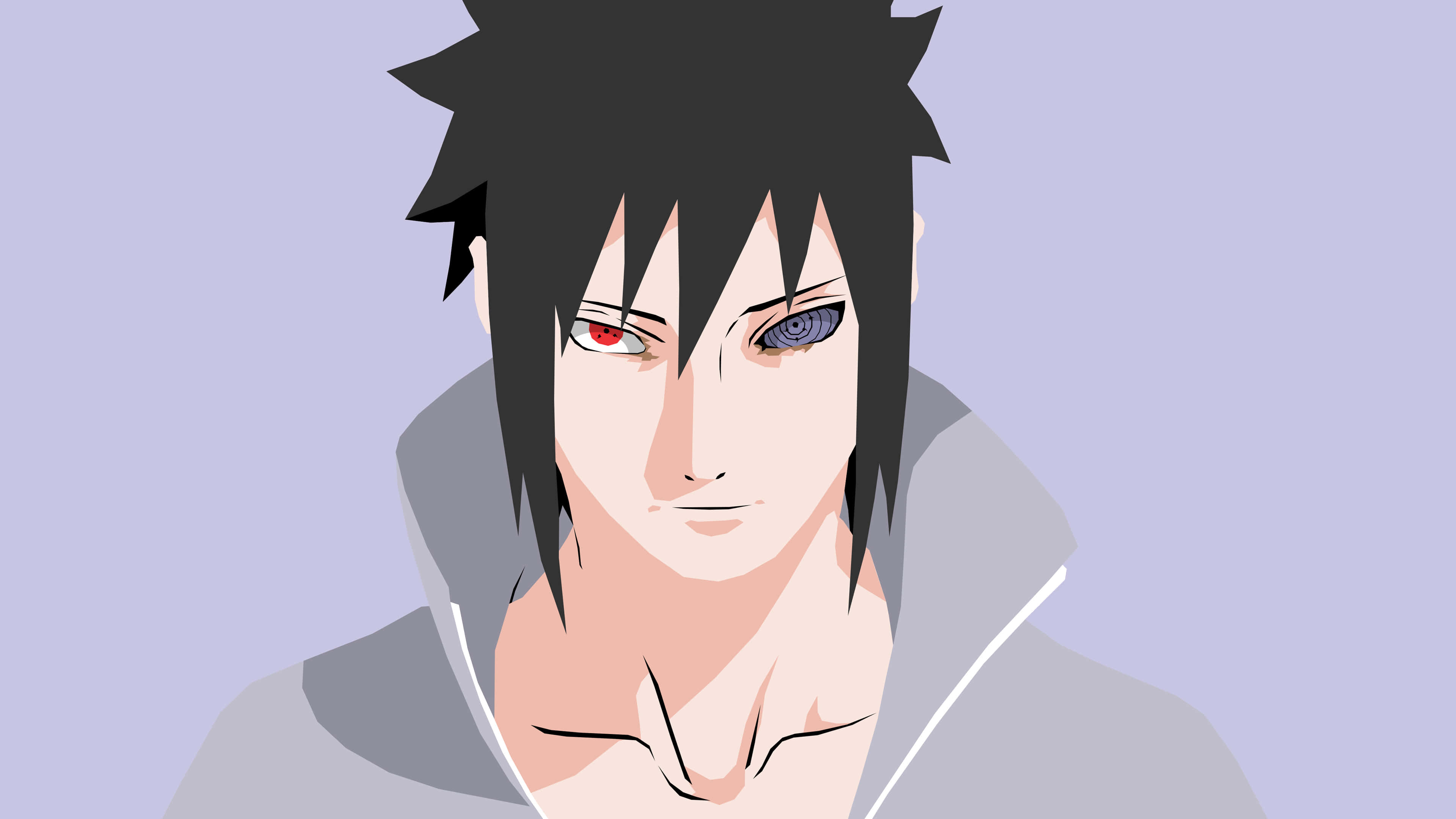 Blue Sasuke, spiky black hair, red and blue eyes, 4K Desktop Wallpaper