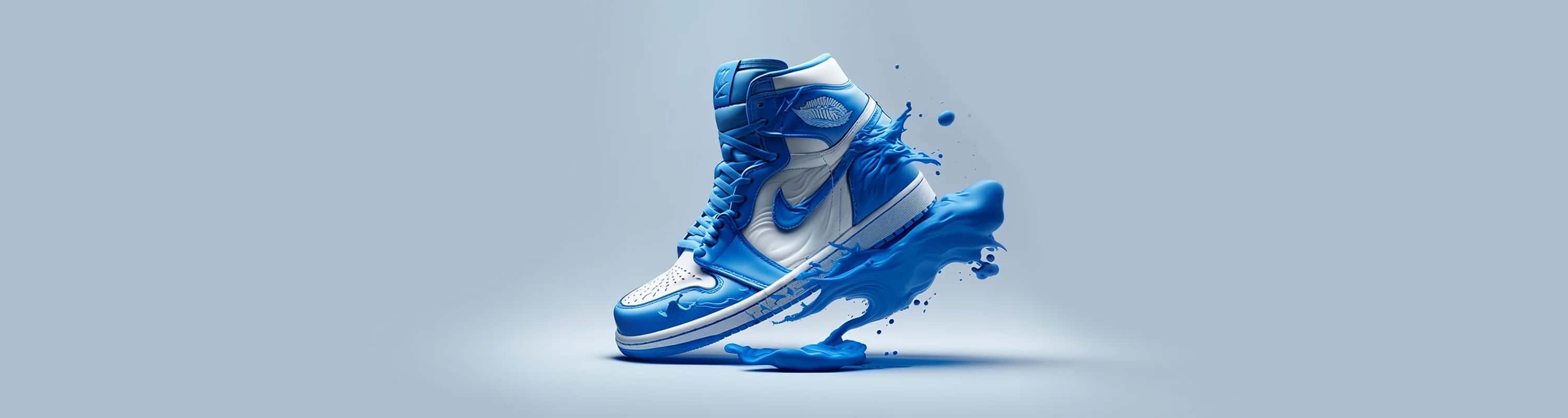 blue sneaker, high-top sneaker, vibrant blue paint, 2K Desktop Wallpaper