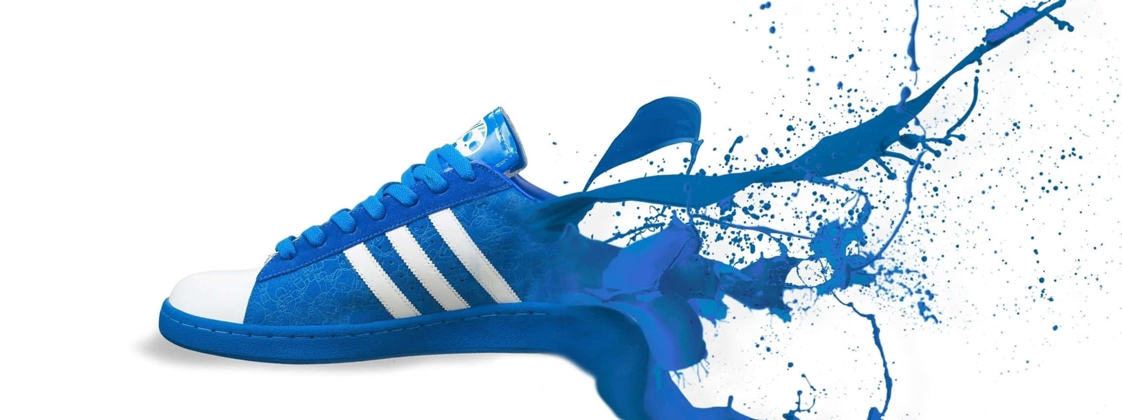adidas sneaker, vibrant blue, white stripes, Full HD Desktop Wallpaper