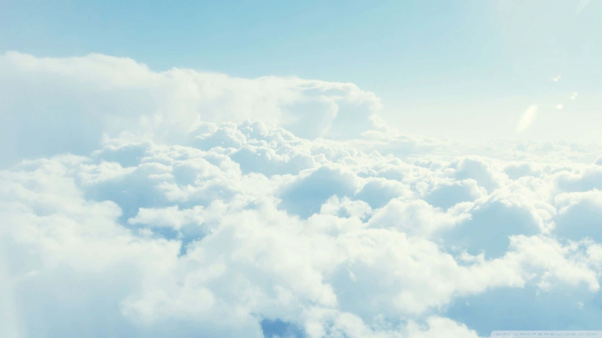 Blue Sky Aesthetic, clear blue sky, fluffy white clouds, Full HD Desktop Wallpaper