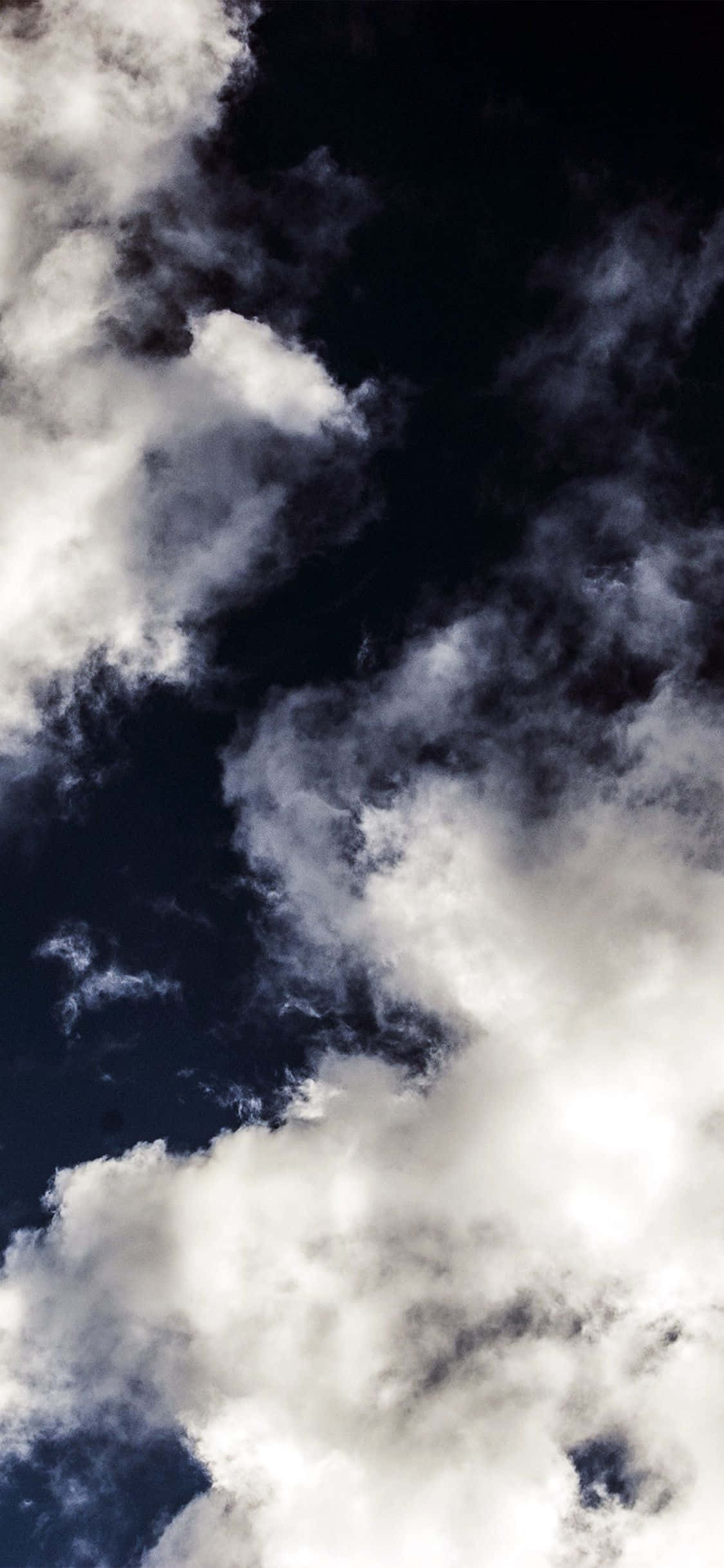 blue sky aesthetic, deep navy sky, dramatic white clouds, Full HD Phone Wallpaper