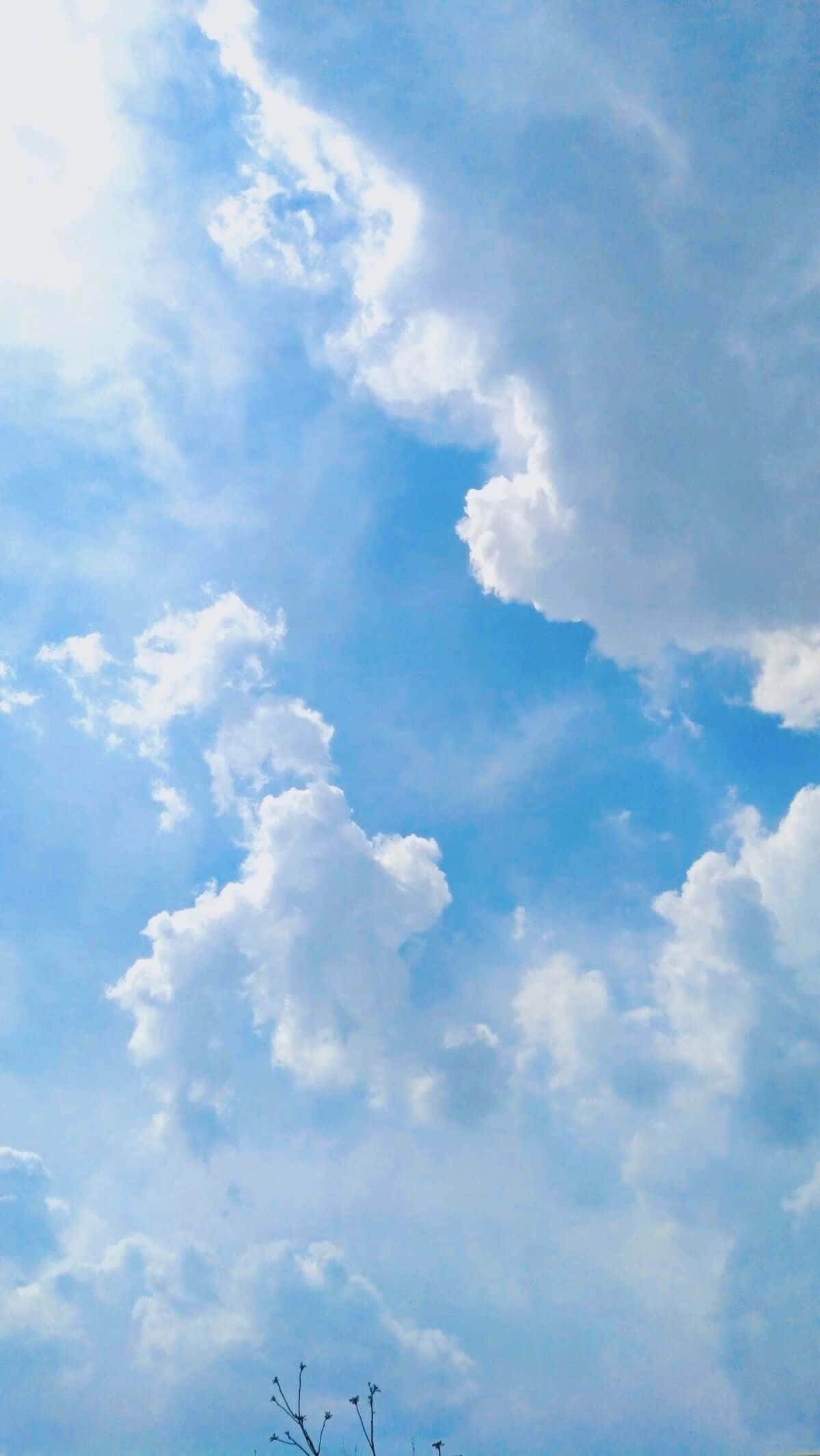 Blue Sky Aesthetic, vast blue sky, fluffy white clouds, Full HD Phone Wallpaper