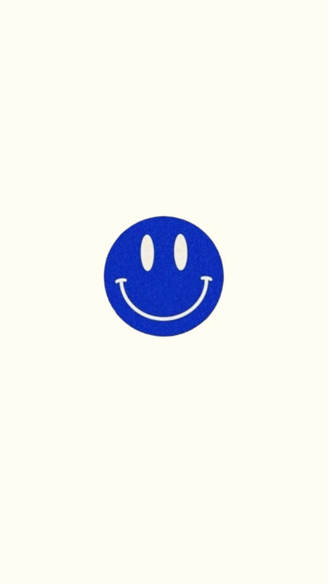 Blue Smiley Face, white eyes, curved mouth, SD Phone Wallpaper