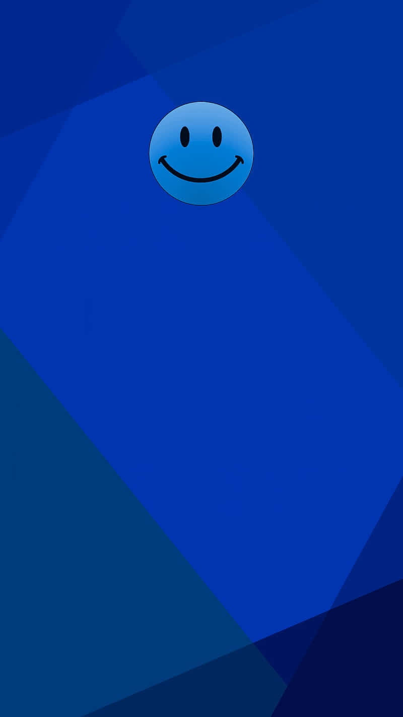 Blue Smiley Face, geometric blue gradient background, centered, HD Phone Wallpaper