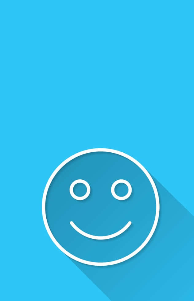 Blue Smiley Face, minimalist white smiley face, long shadow, SD Phone Wallpaper