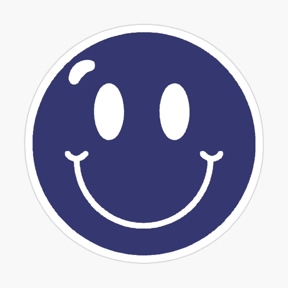 Blue Smiley Face, white background, white eyes, SD Desktop Wallpaper