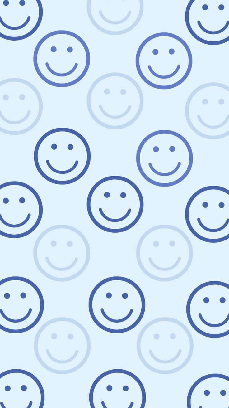 blue smiley face, repeating pattern, simple blue smiley faces, HD Phone Wallpaper