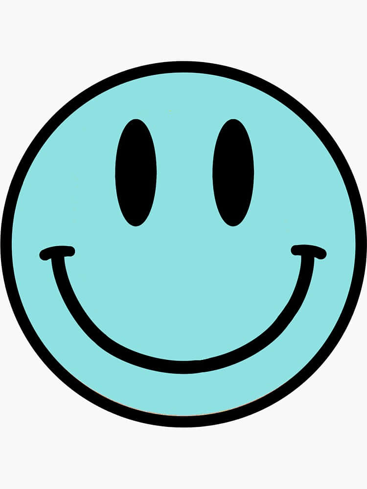 Blue Smiley Face, light blue, black oval eyes, SD Phone Wallpaper
