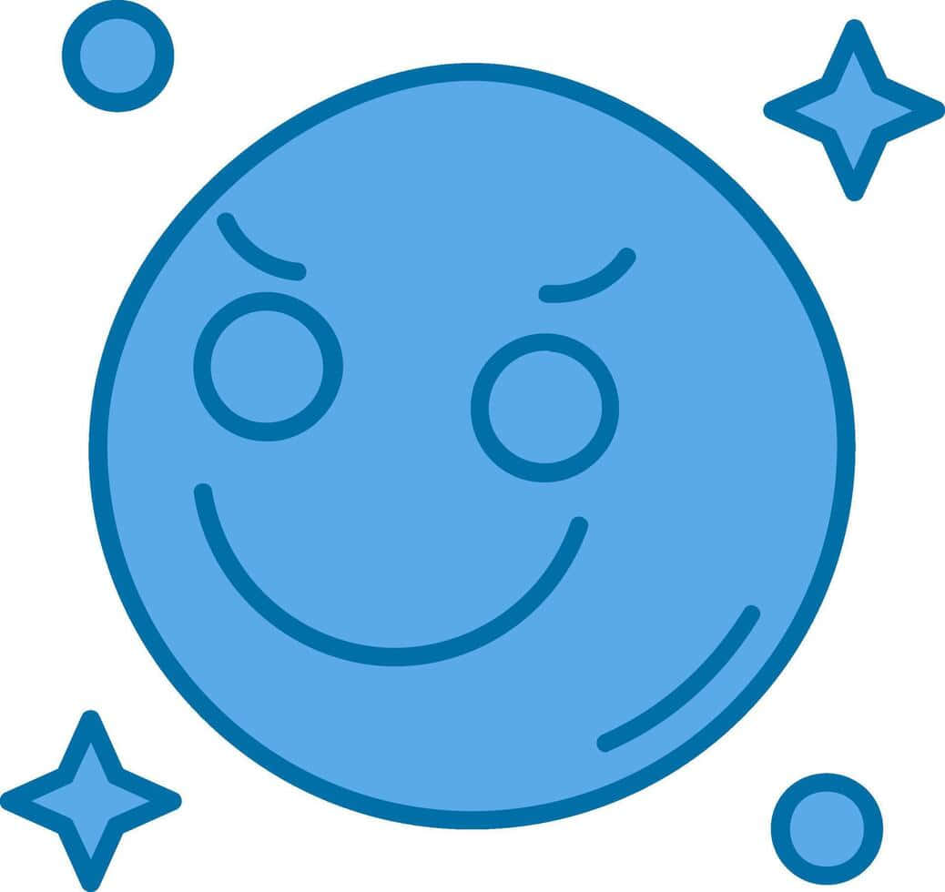 Blue Smiley Face, cartoon moon, wide smile, SD Desktop Wallpaper