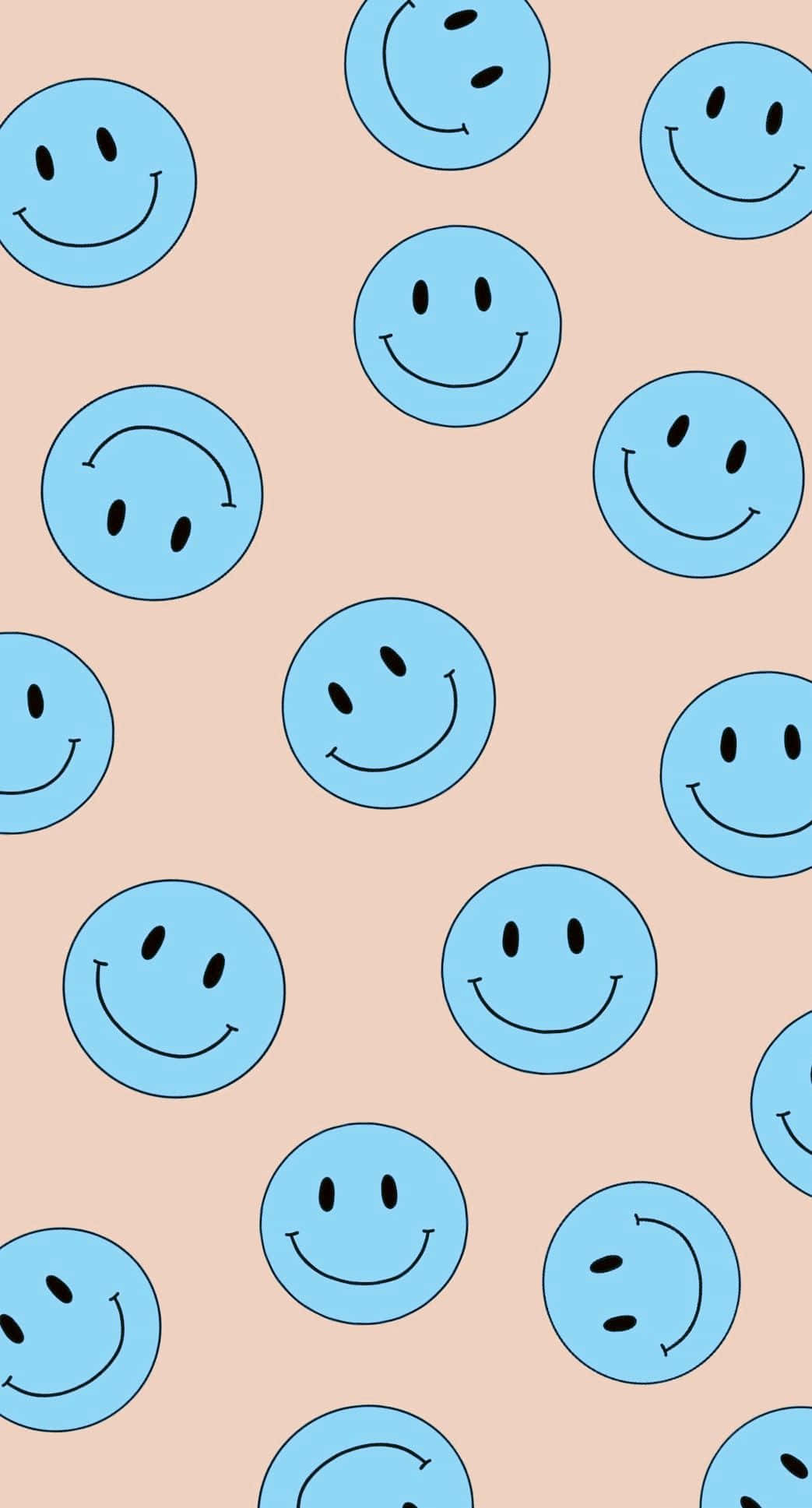 Blue Smiley Faces Pattern, preppy background, light blue smiley faces, Full HD Phone Wallpaper