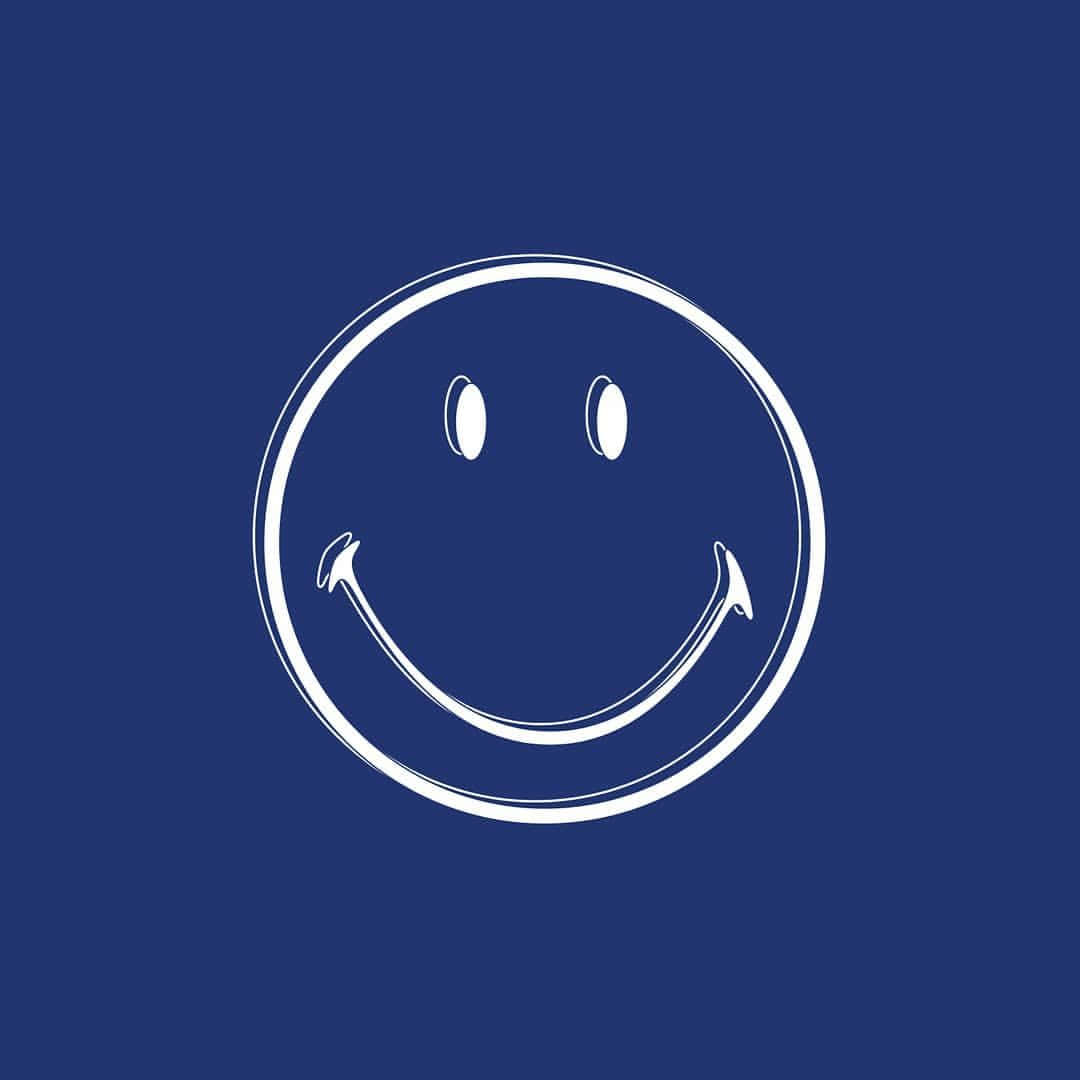 Blue Smiley Face, minimalist white smiley face, simple eyes, SD Desktop Wallpaper