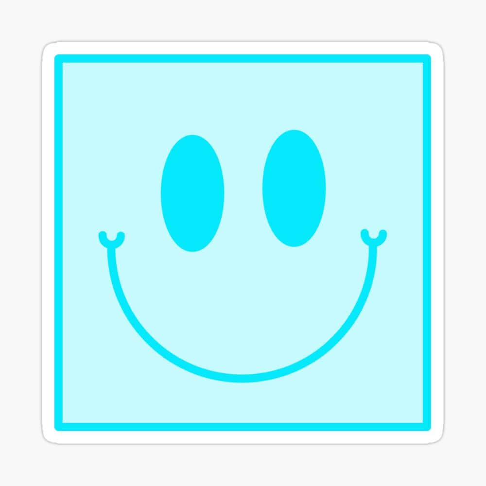 Blue Smiley Face, cyan, oval eyes, SD Desktop Wallpaper