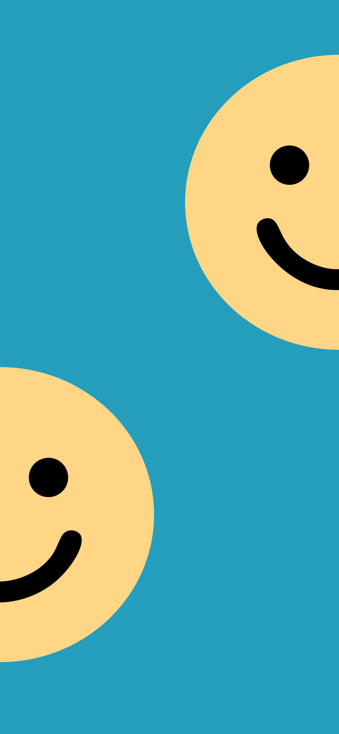 teal background, yellow smiley faces, minimalist, 2K Phone Wallpaper