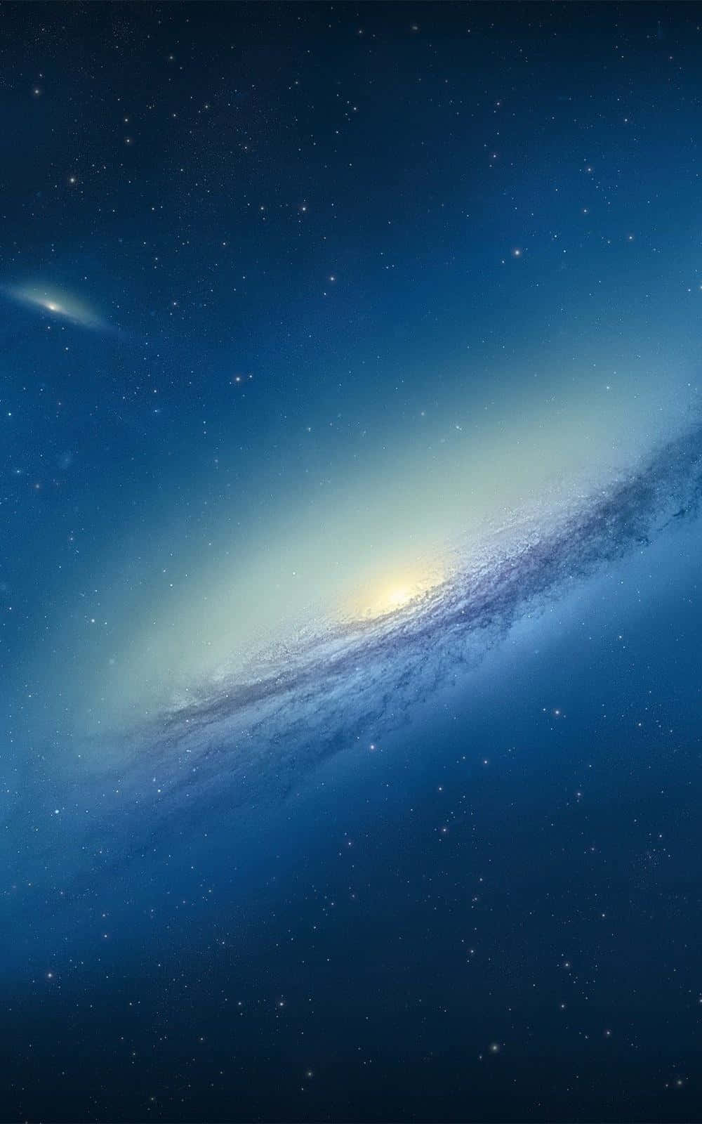 Galactic Blue Glow, spiral galaxy, yellow core, HD Phone Wallpaper