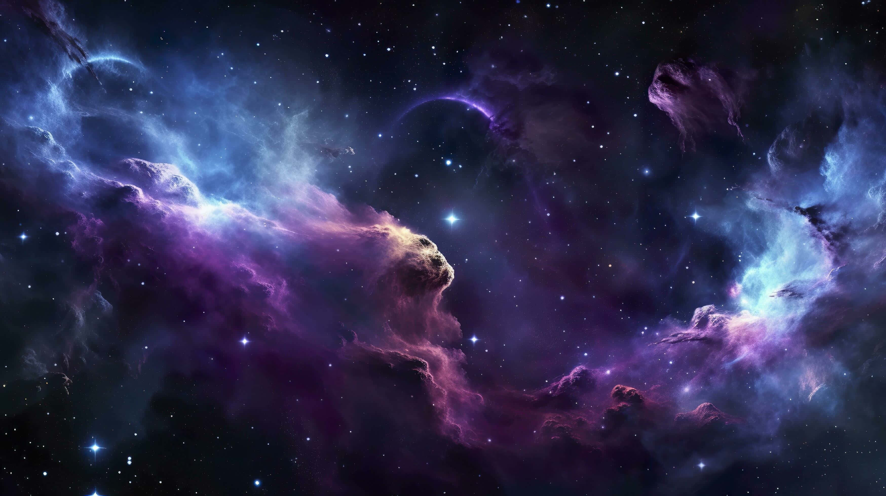 cosmic nebulae, vibrant purples, blues, 2K Desktop Wallpaper