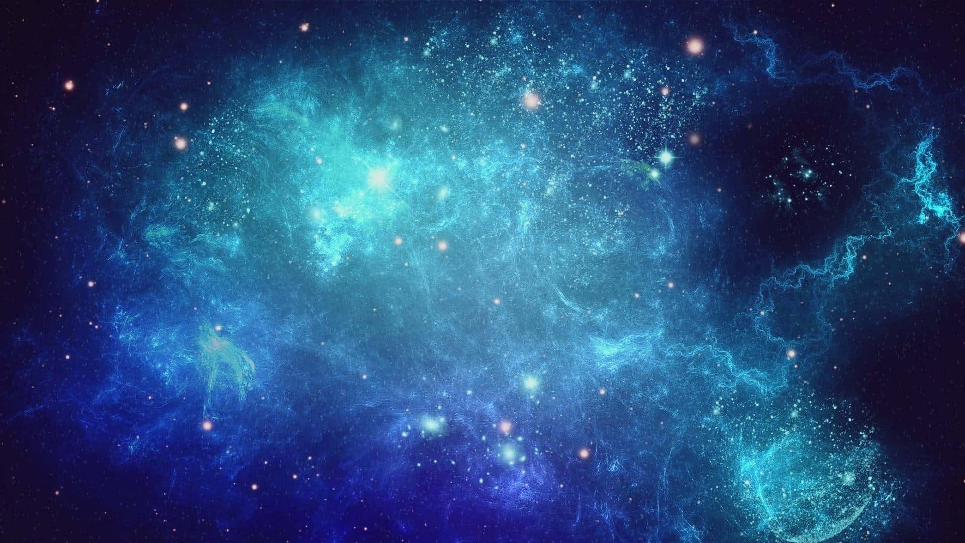 Stellar Nebula, electric blue, teal, Full HD Desktop Wallpaper
