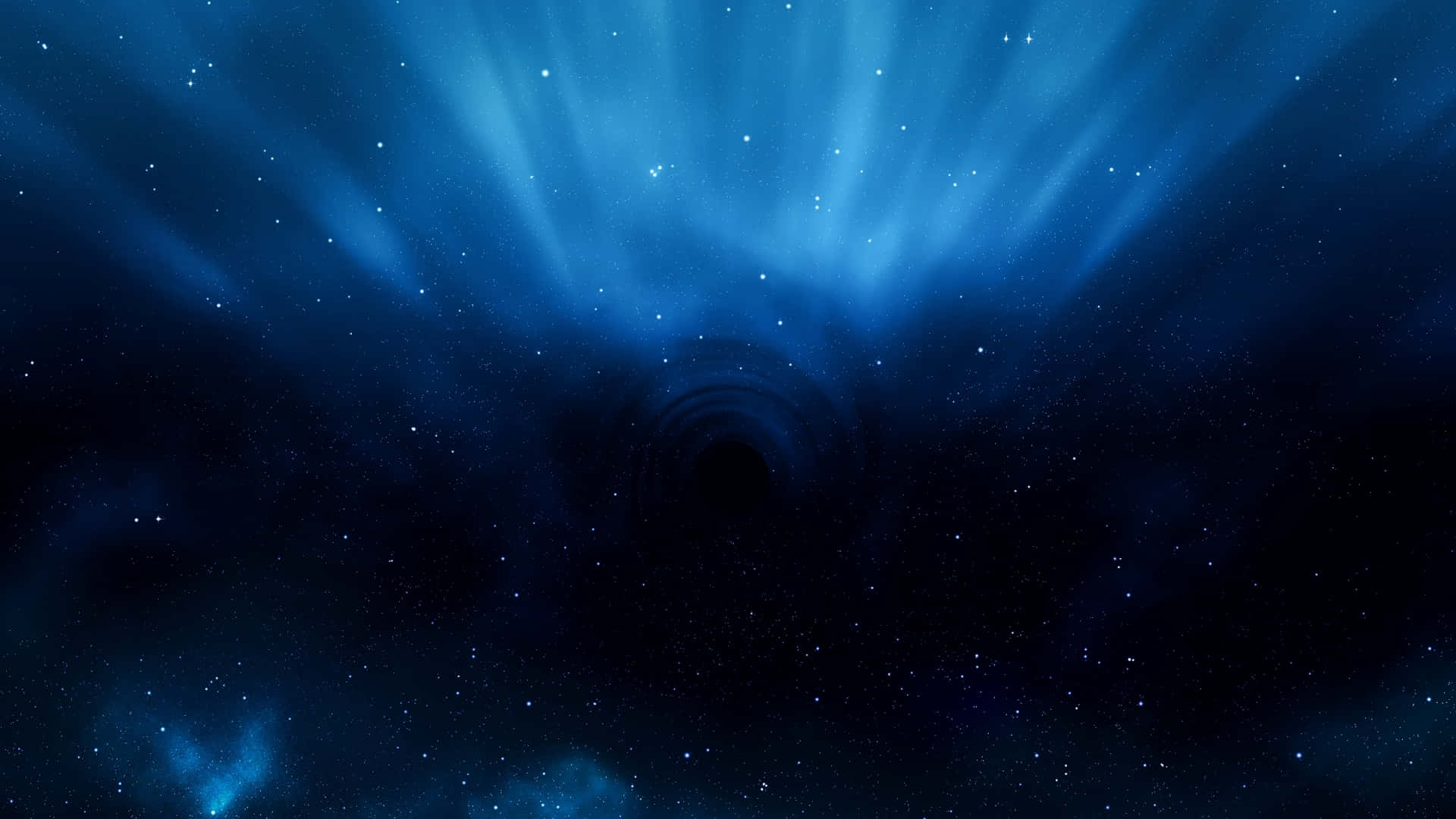 mystical blue nebula, cosmic blue-black hole, radiant light beams, Full HD Desktop Wallpaper