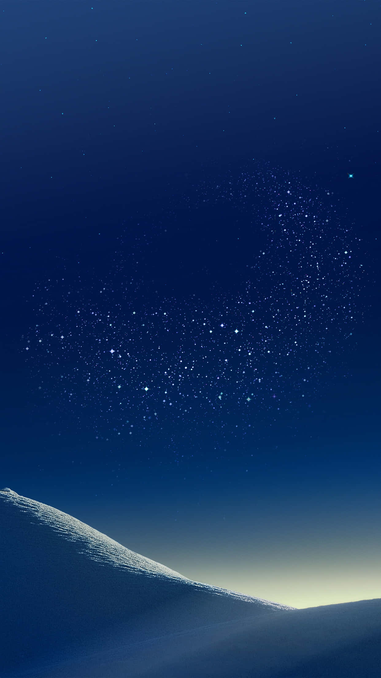starry night sky, snowy hillside, snowcapped mountain ridge, Full HD Phone Wallpaper