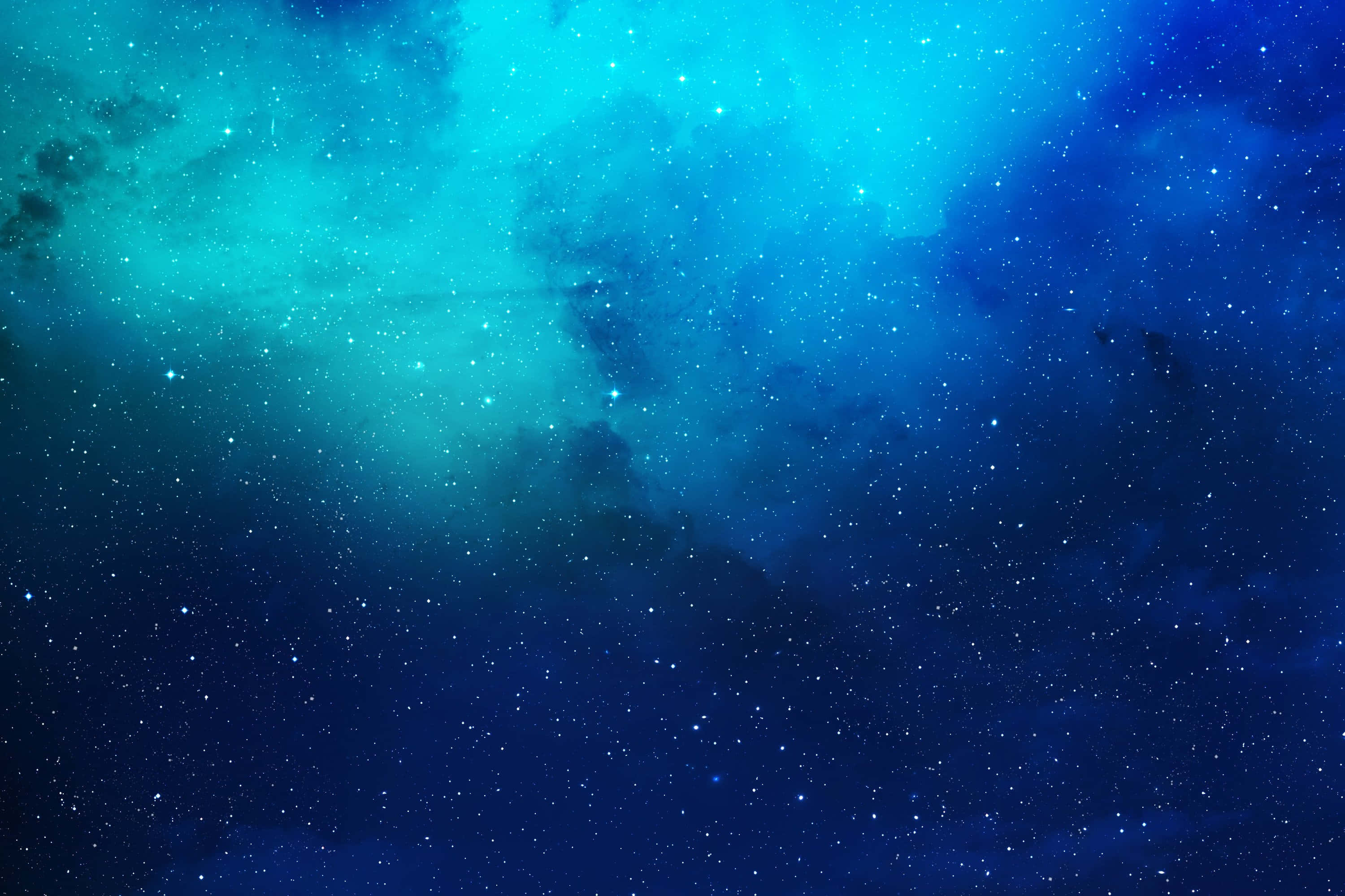 starry nebula backdrop, glowing turquoise nebulae, twinkling stars, 2K Desktop Wallpaper