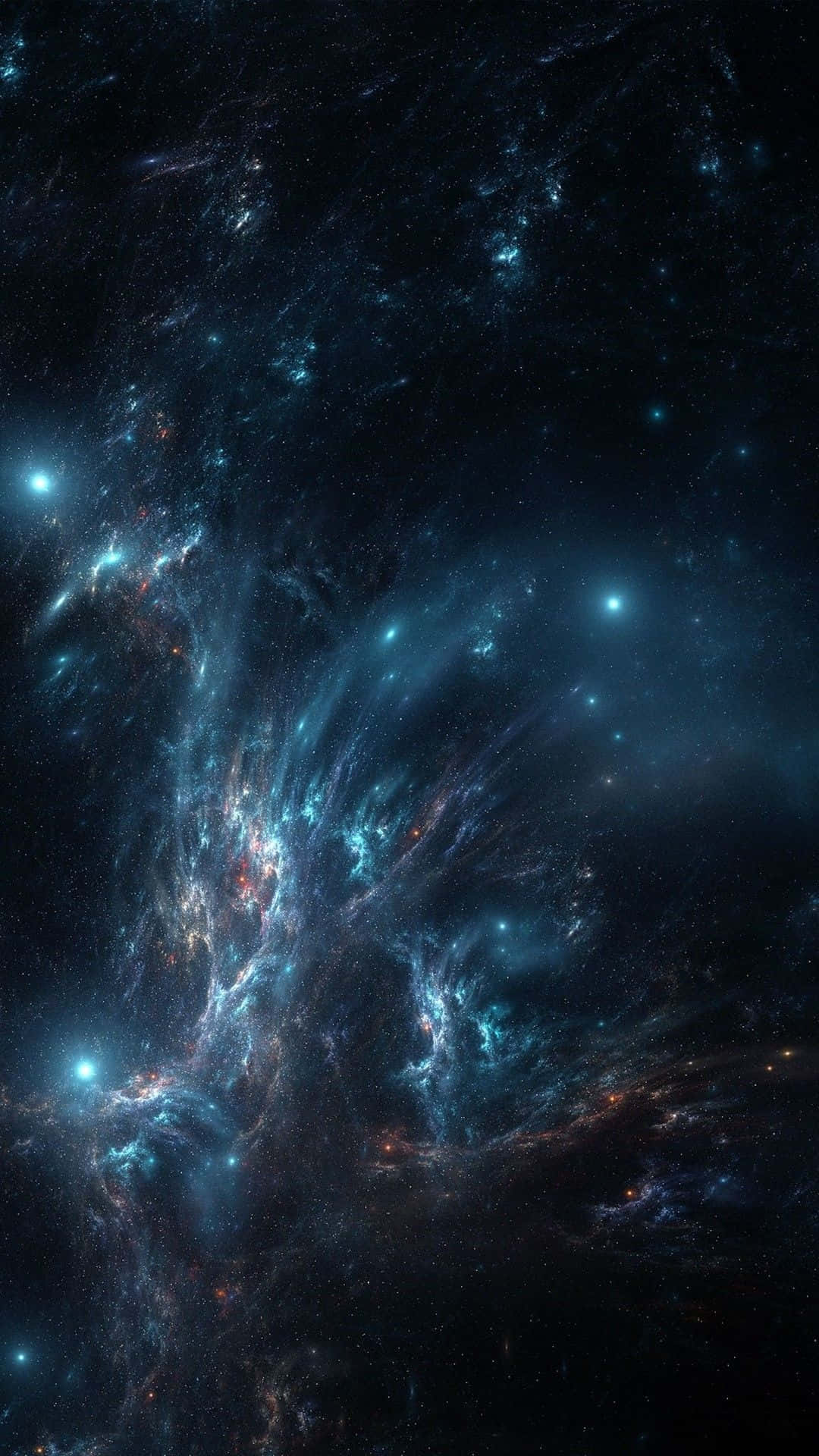 Stellar Nebula Abstract, glowing blue, orange gases, Full HD Phone Wallpaper